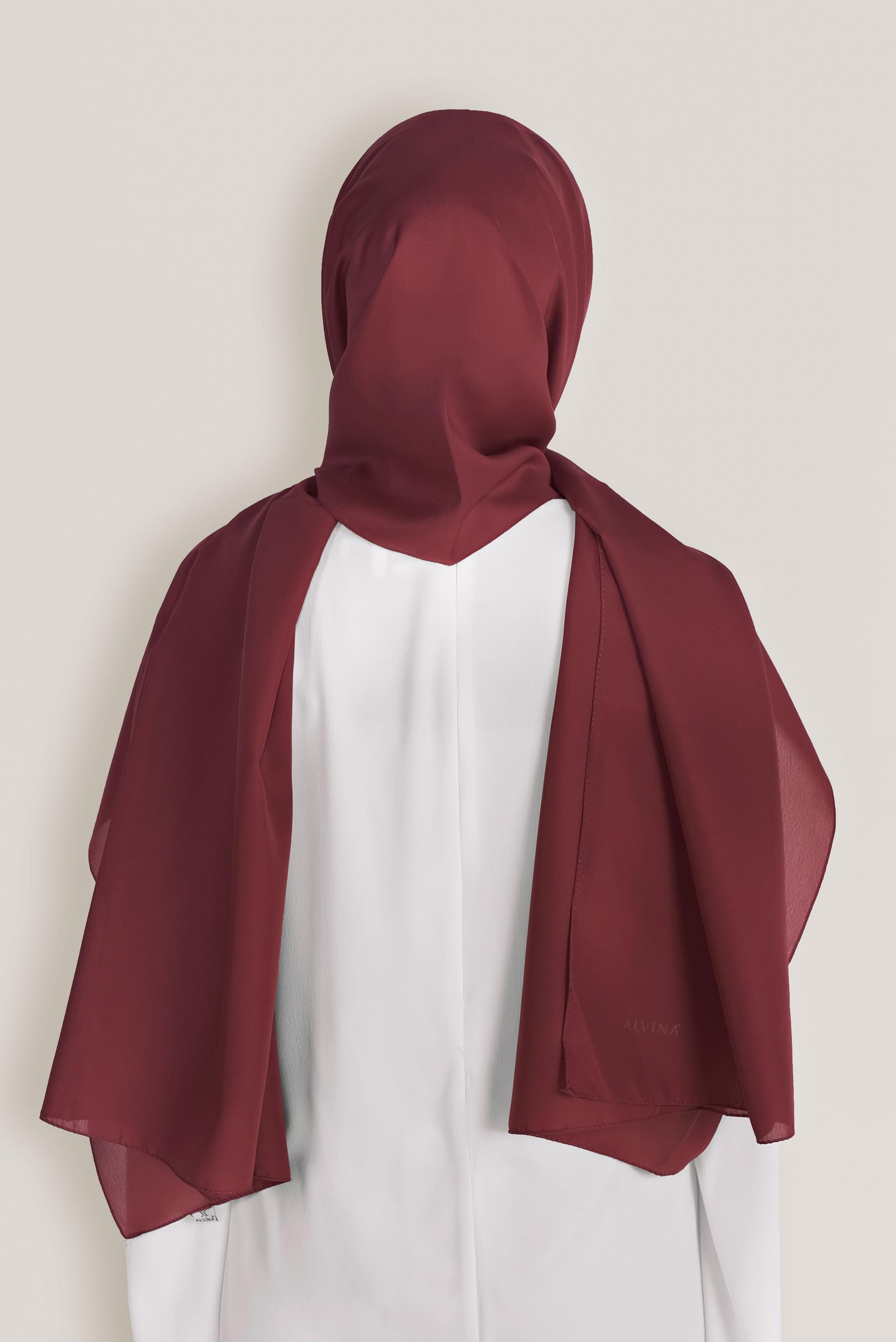 Tesettür giyim BORDO ALVİNA ŞİFON ŞAL 8059 
