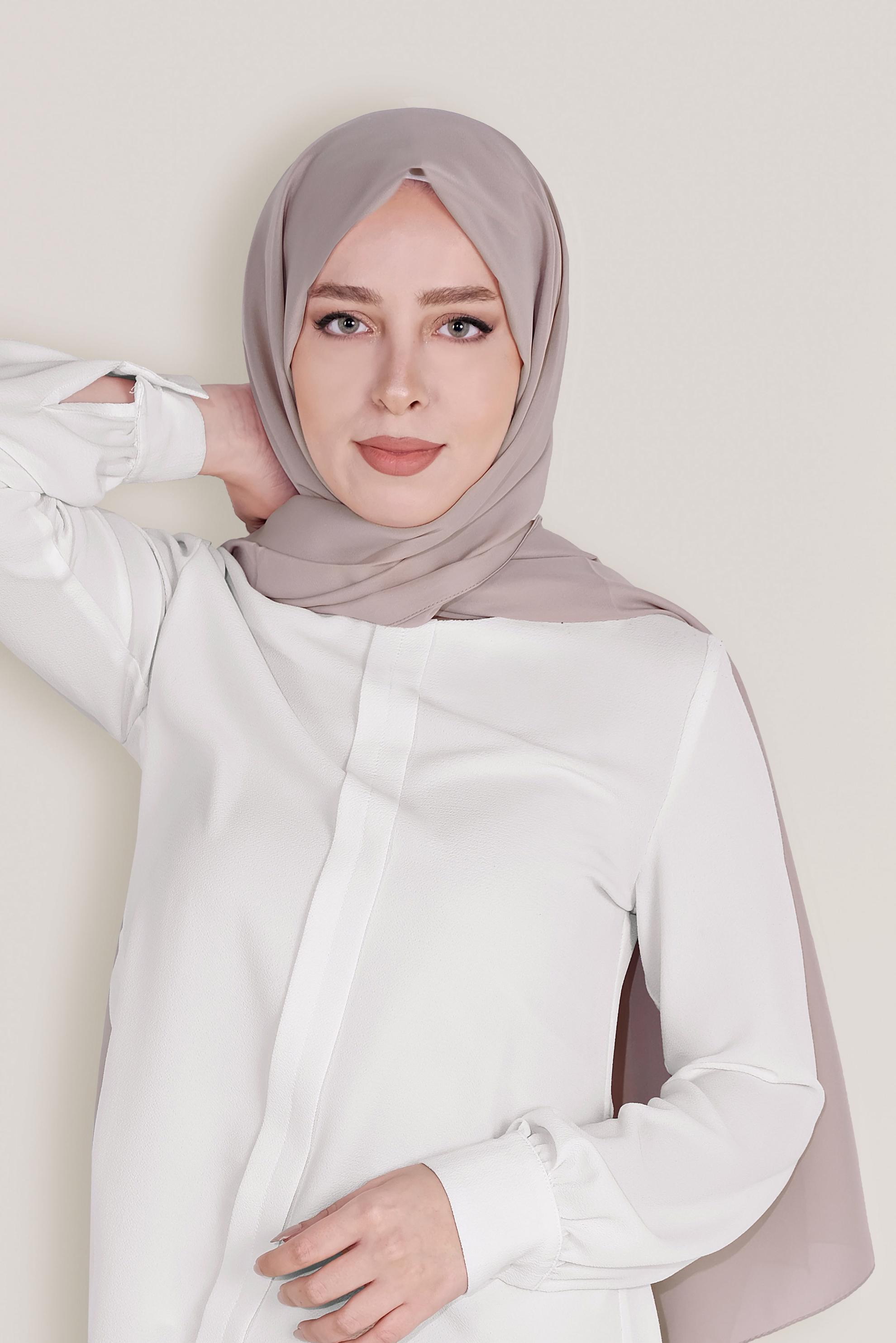 Tesettür giyim VİZON ALVİNA ŞİFON ŞAL 8059 