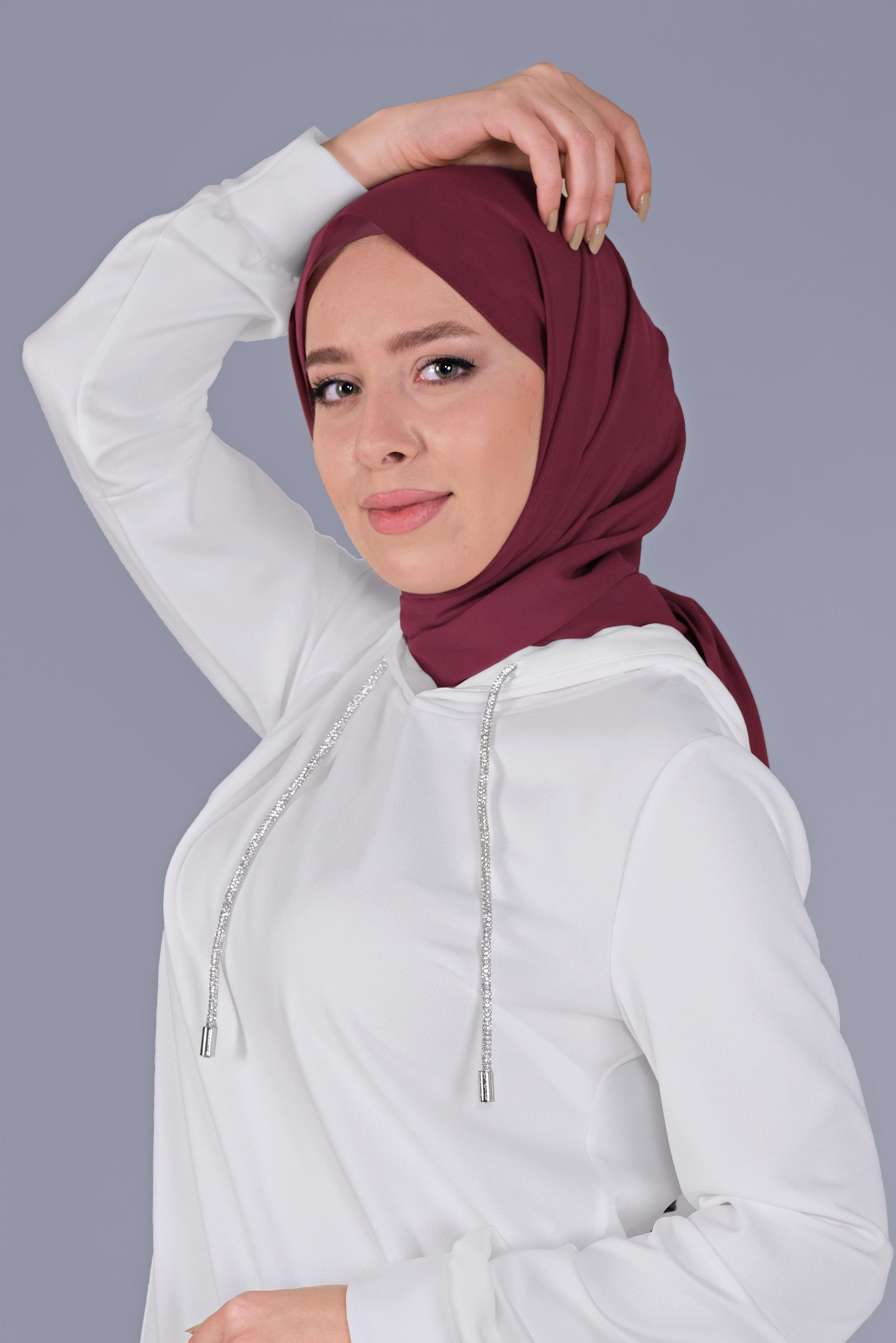 Tesettür giyim BORDO ALVİNA ŞİFON ŞAL 8059 