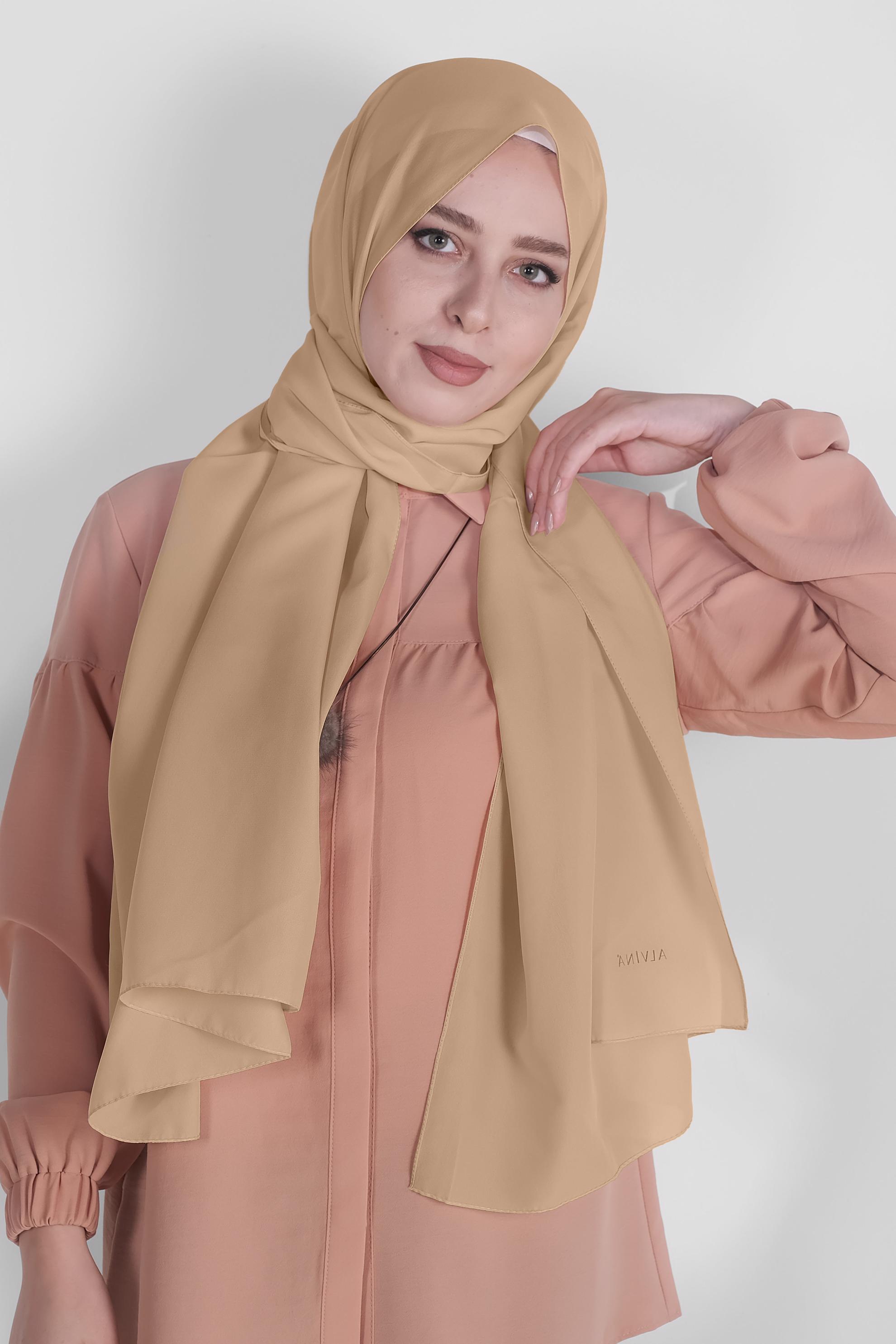 Tesettür giyim VİZON ALVİNA ŞİFON ŞAL 8059 