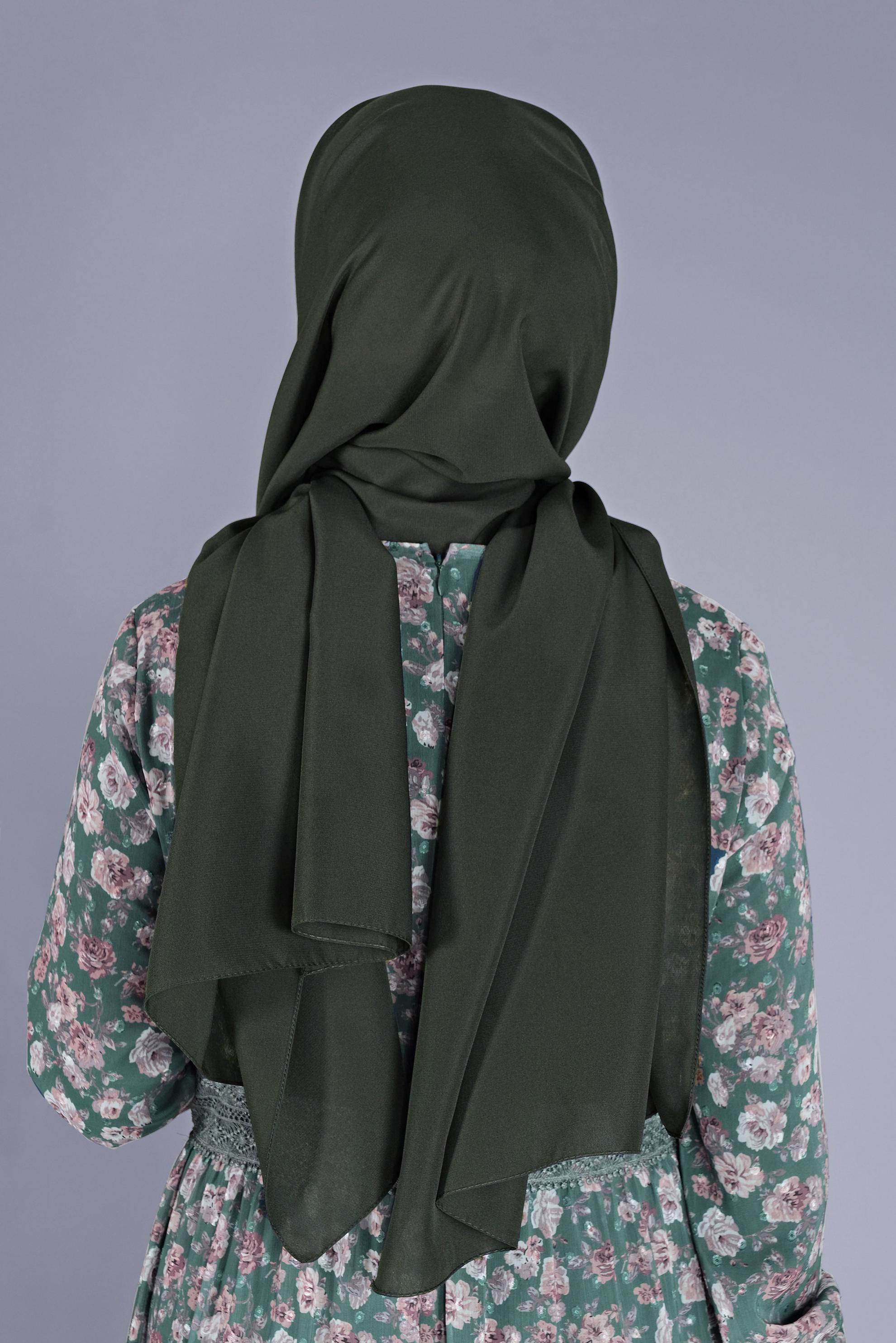 Tesettür giyim YEŞİL ALVİNA ŞİFON ŞAL 8059 