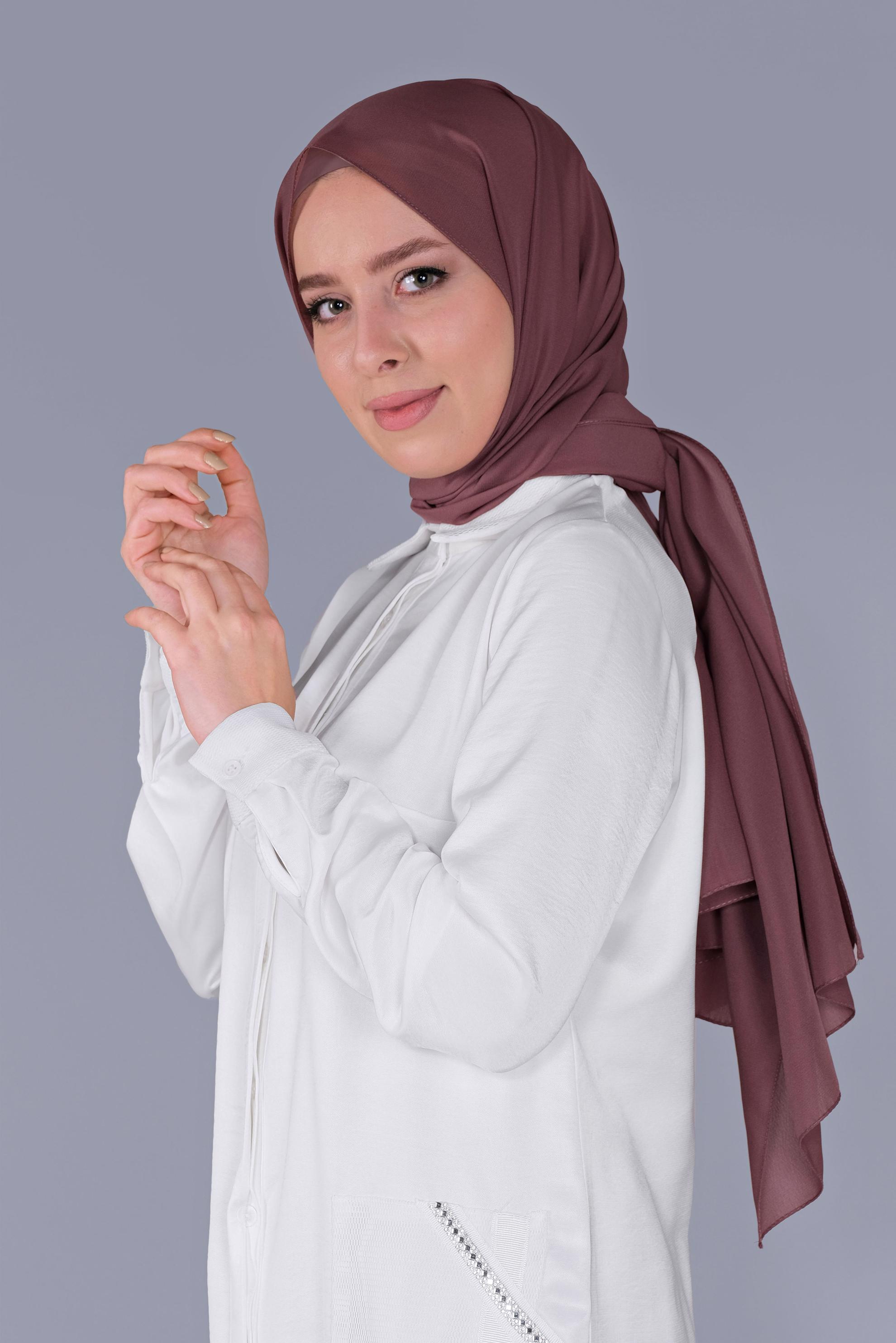Tesettür giyim PUDRA ALVİNA ŞİFON ŞAL 8059 