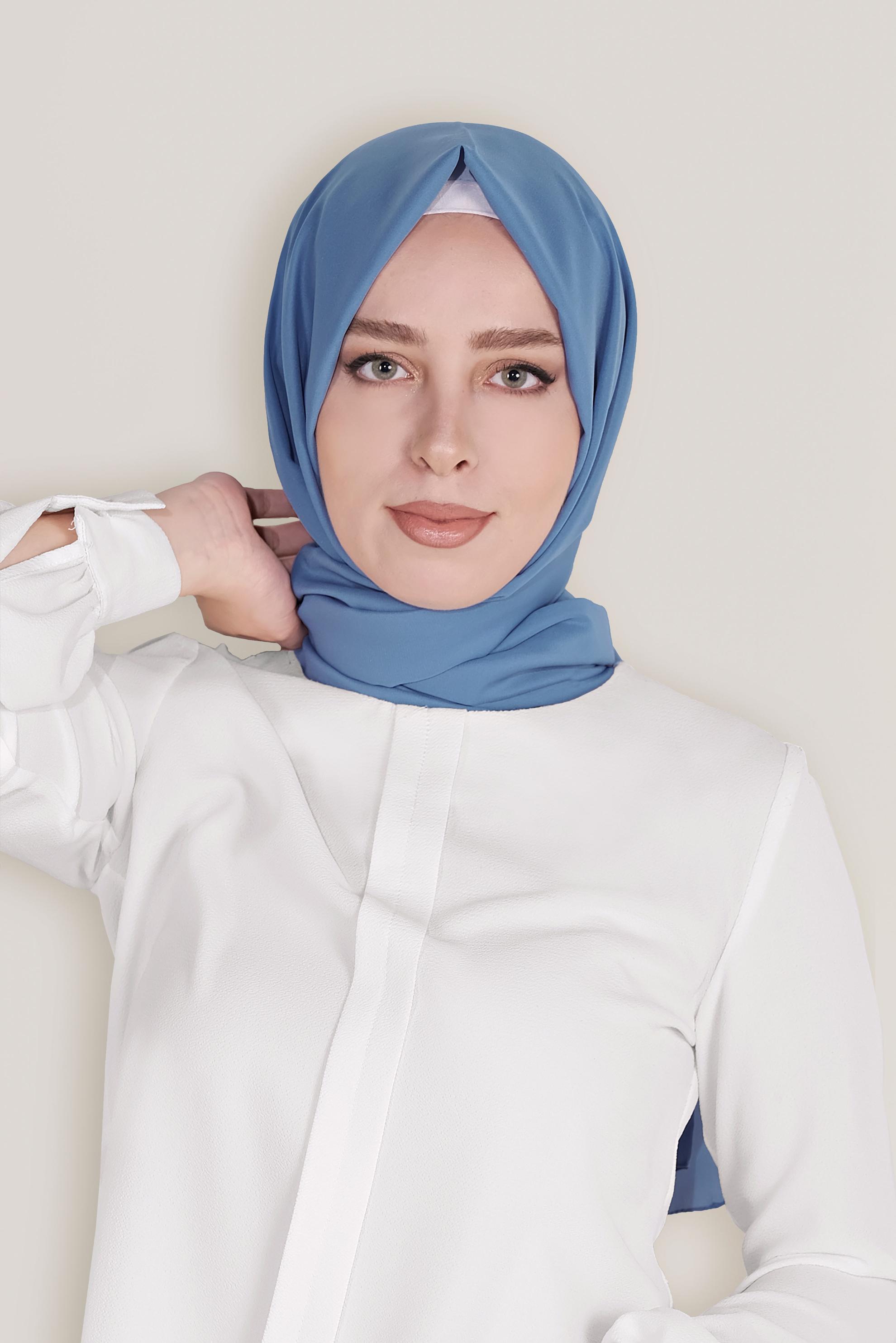 Tesettür giyim MAVİ ALVİNA ŞİFON ŞAL 8059 