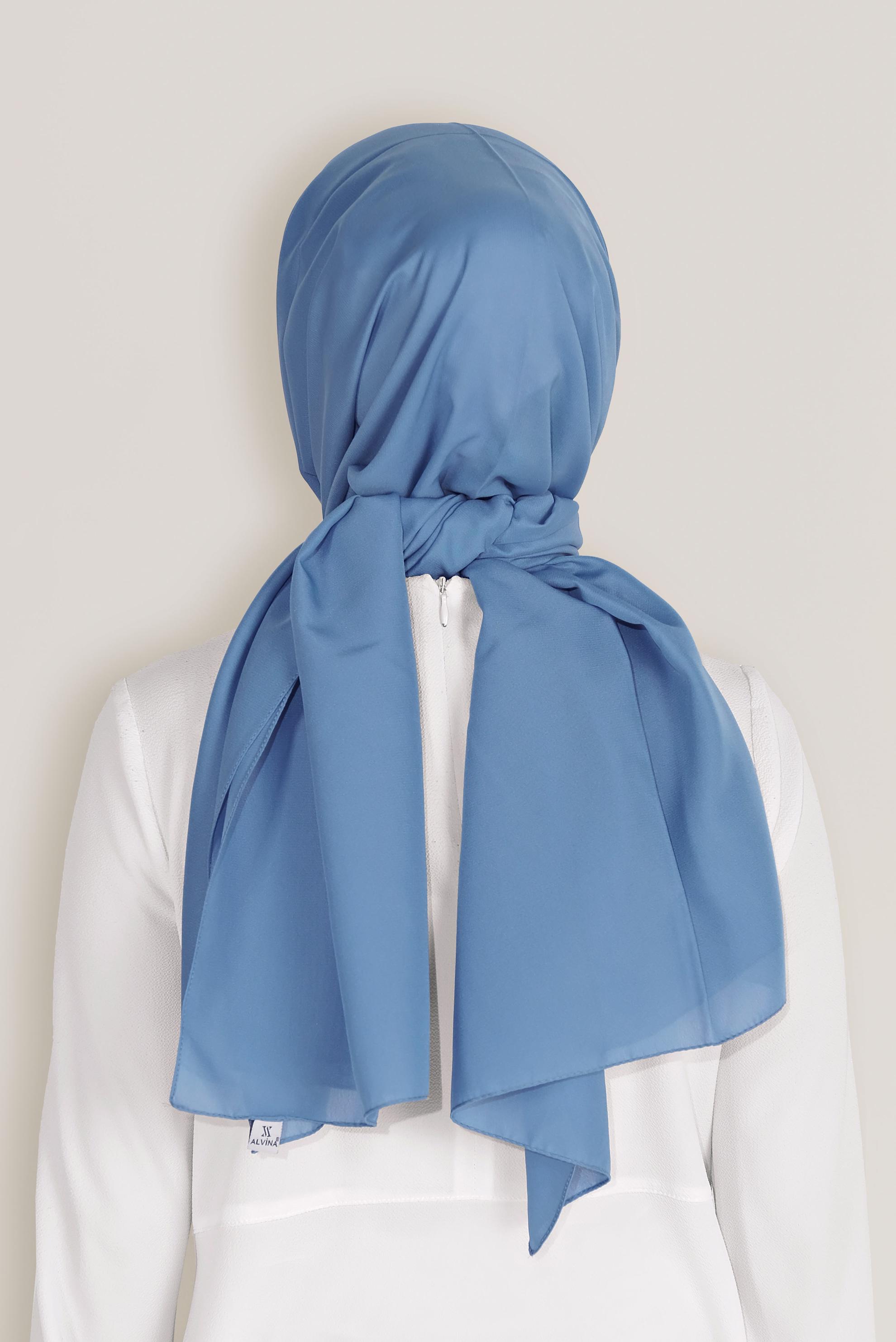Tesettür giyim MAVİ ALVİNA ŞİFON ŞAL 8059 