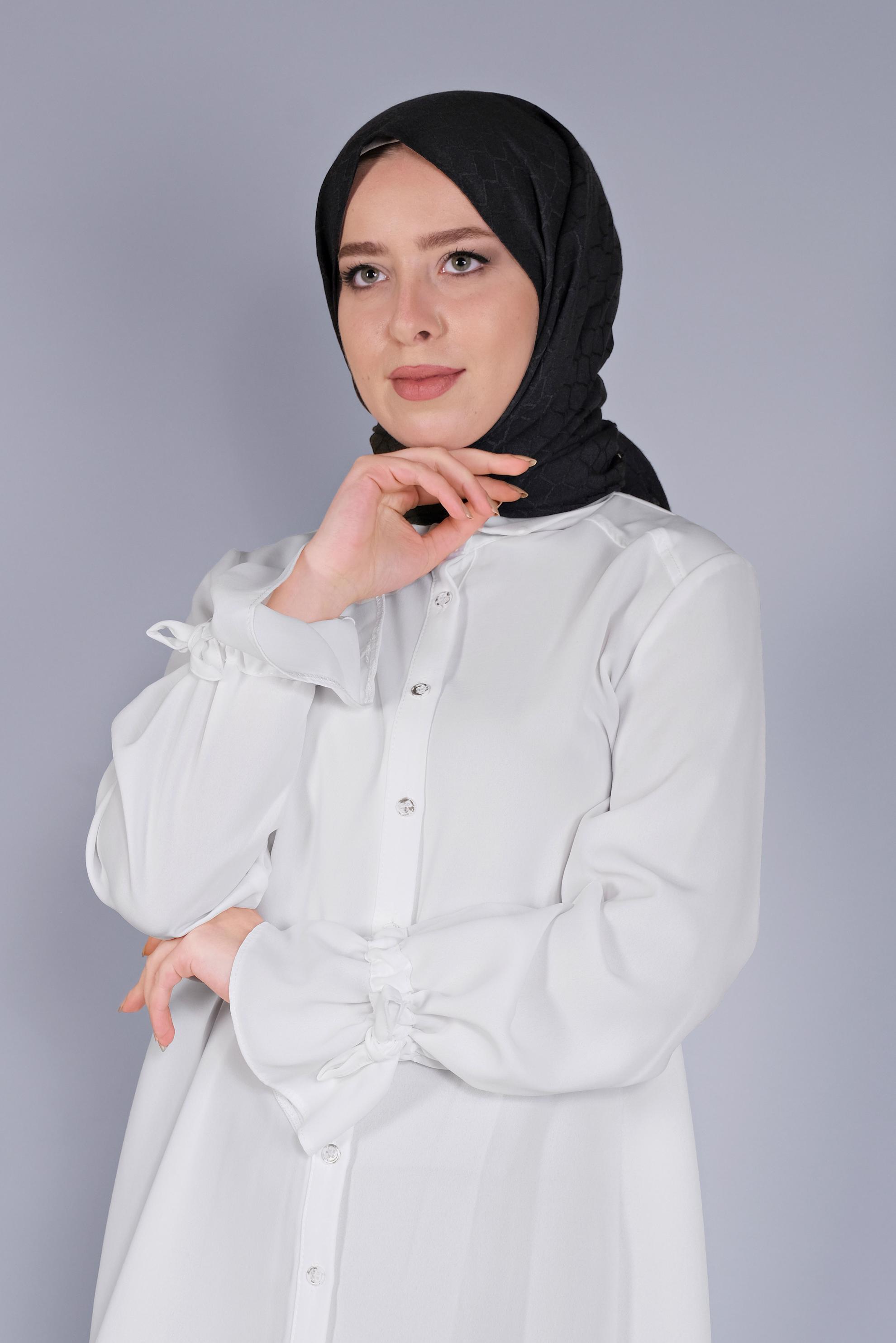 Tesettür giyim SİYAH ALVİNA PAMUK PETEK ŞAL 8061 