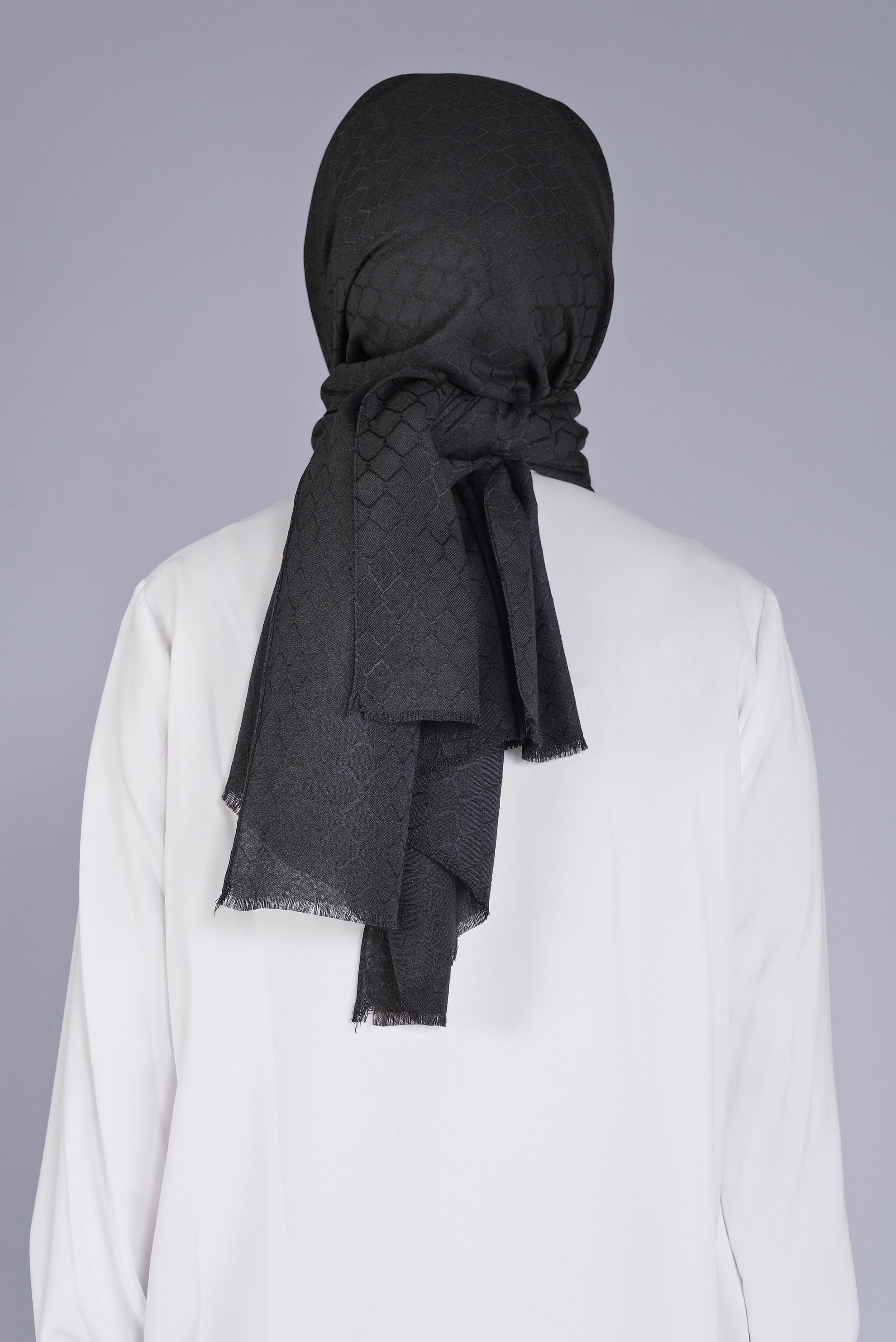 Tesettür giyim SİYAH ALVİNA PAMUK PETEK ŞAL 8061 