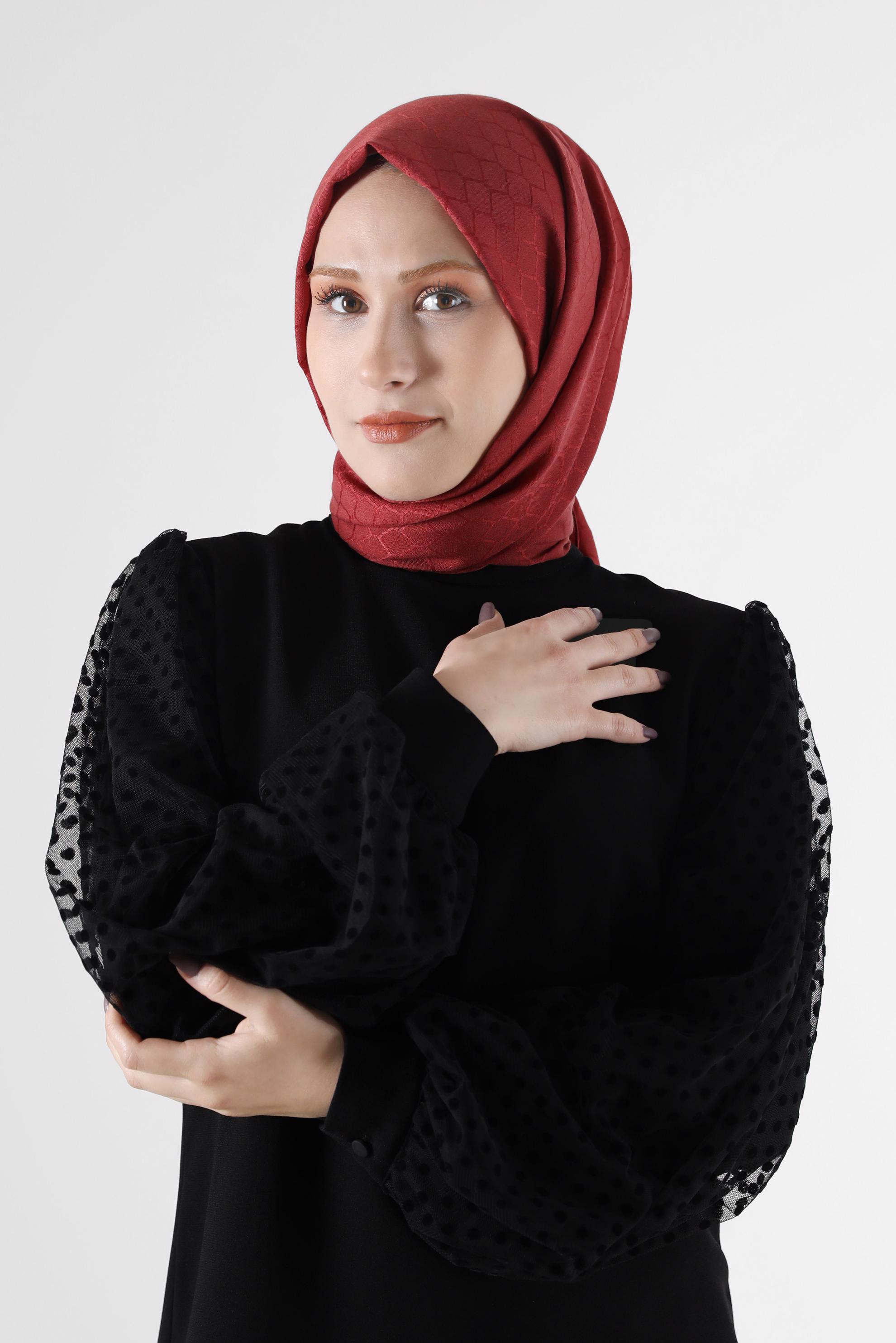 Tesettür giyim KIRMIZI ALVİNA PAMUK PETEK ŞAL 8061 