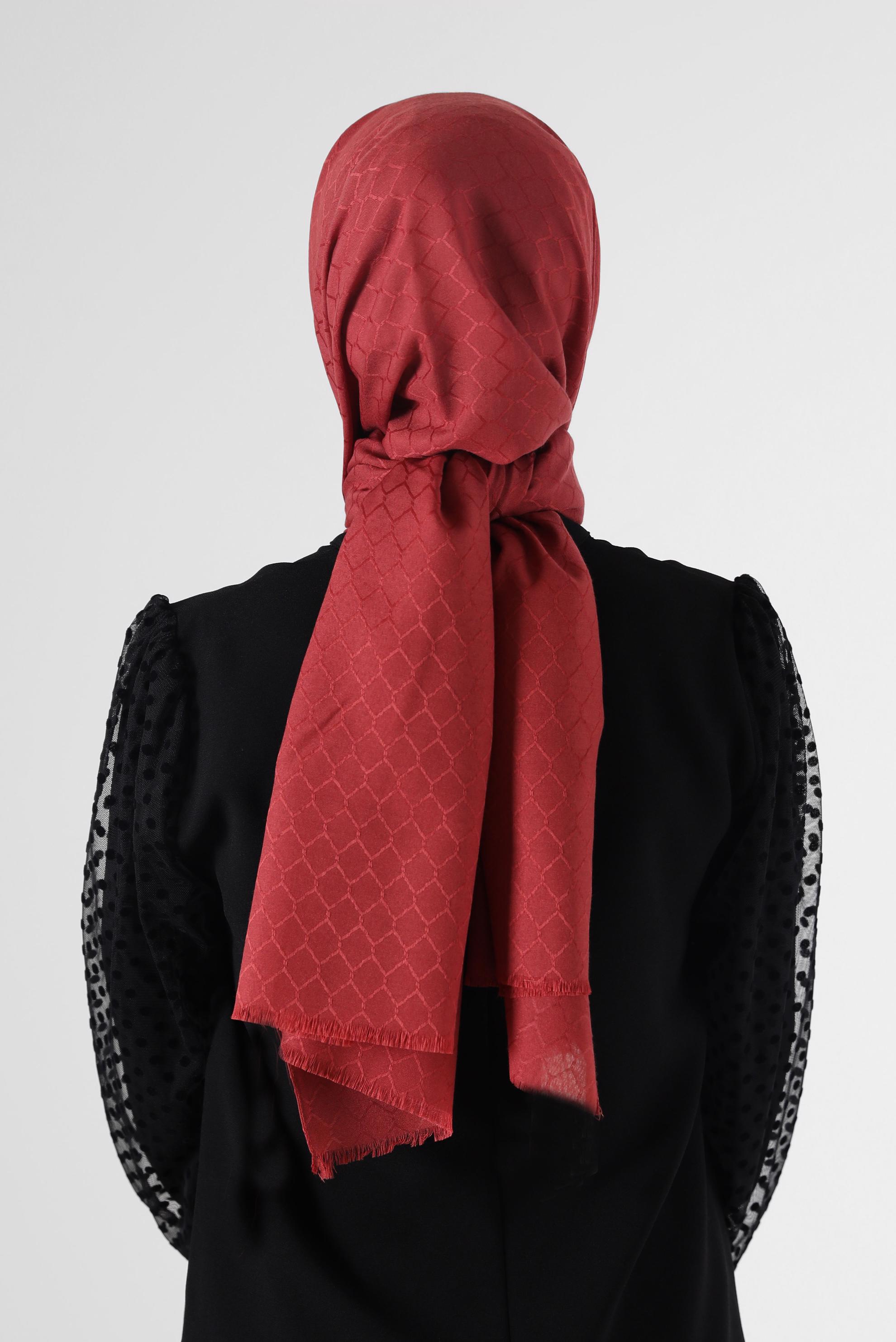 Tesettür giyim KIRMIZI ALVİNA PAMUK PETEK ŞAL 8061 