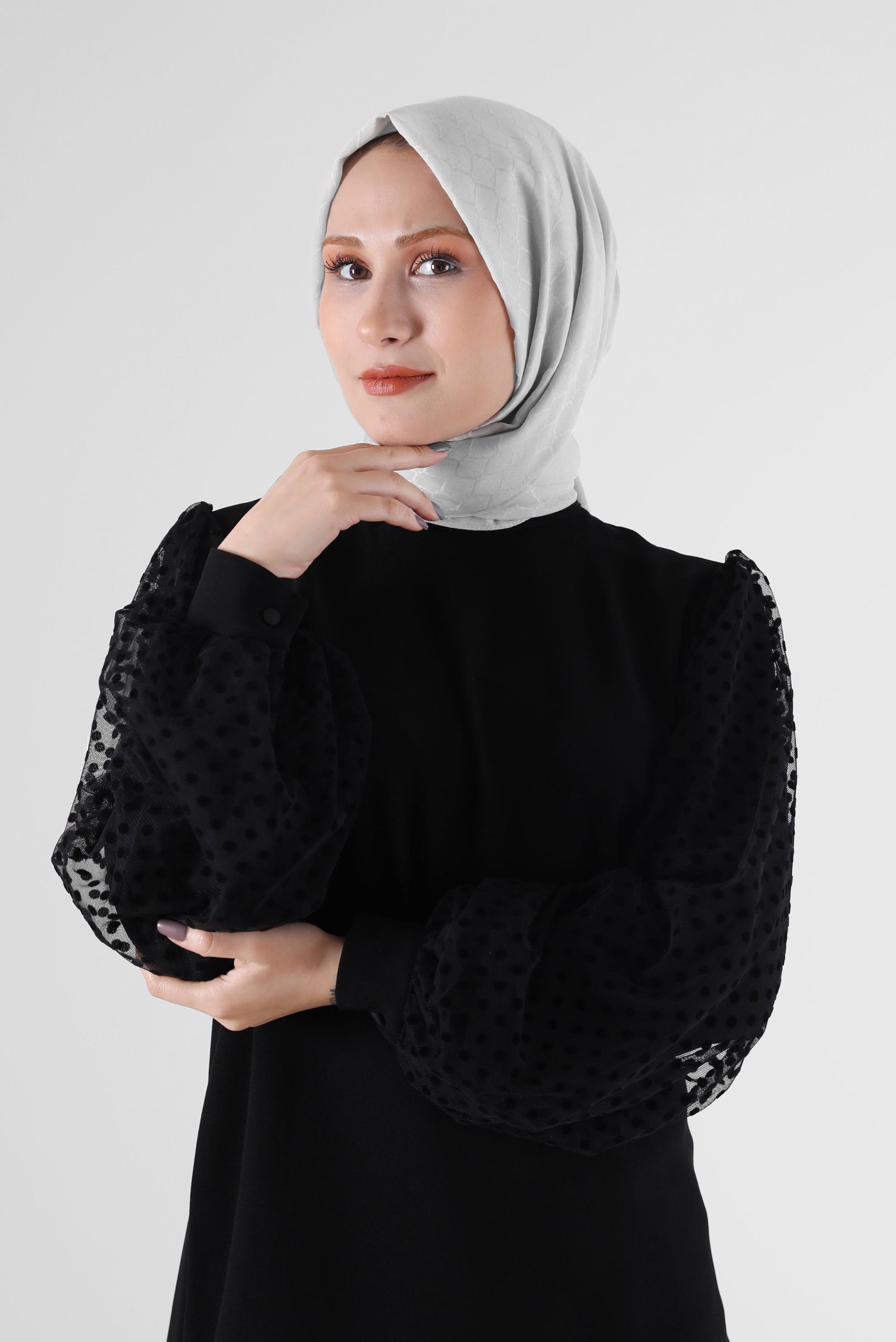 Tesettür giyim GRİ ALVİNA PAMUK PETEK ŞAL 8061 