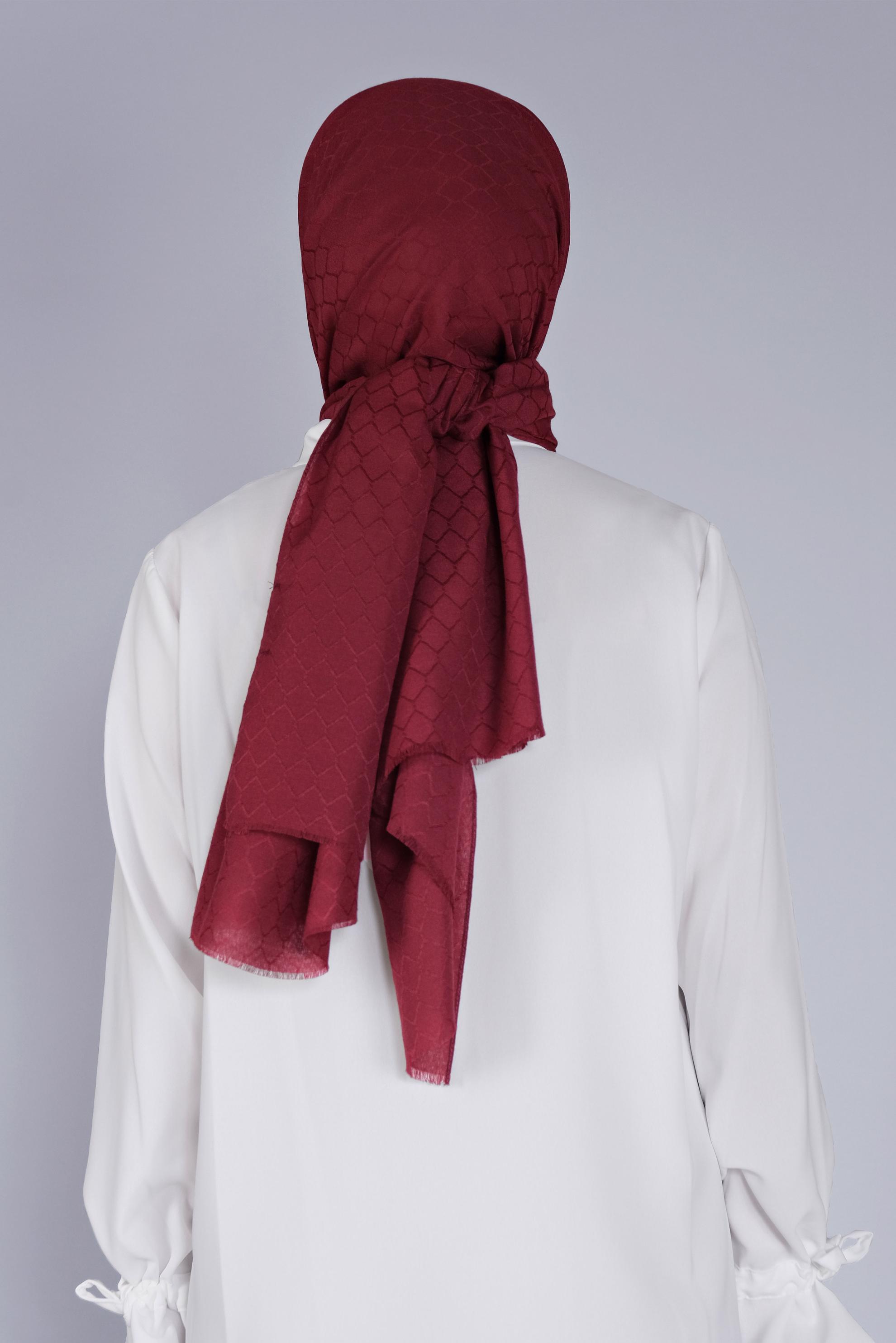 Tesettür giyim BORDO ALVİNA PAMUK PETEK ŞAL 8061 