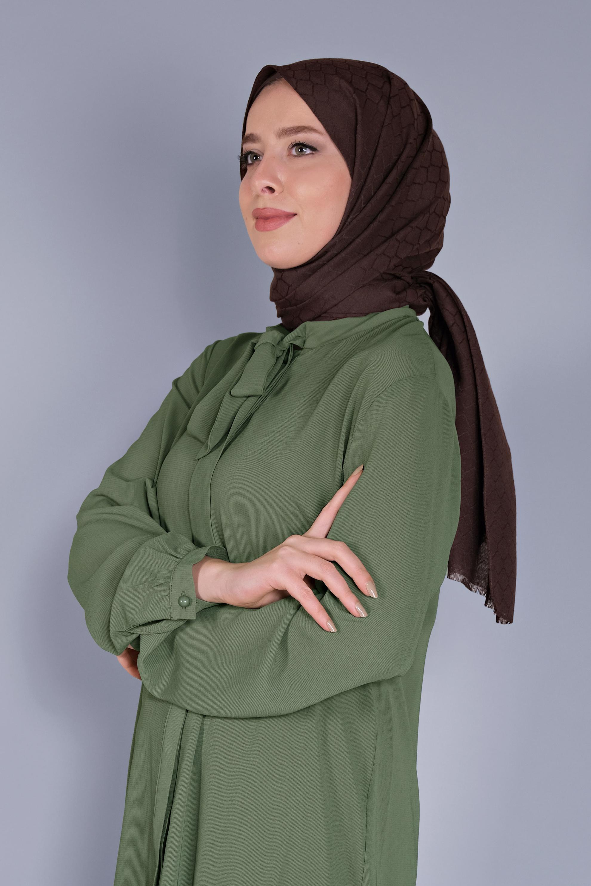 Tesettür giyim KAHVE ALVİNA PAMUK PETEK ŞAL 8061 