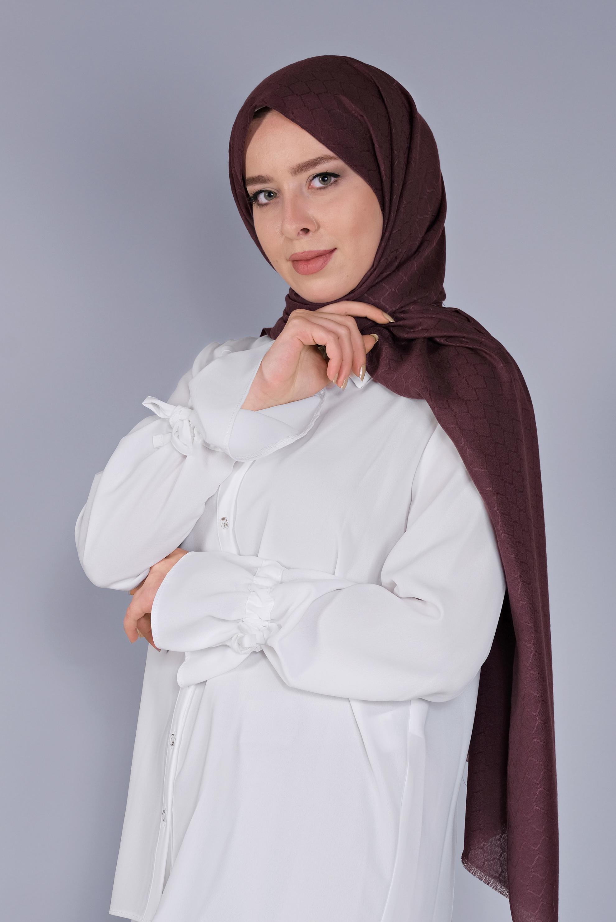 Tesettür giyim MÜRDÜM ALVİNA PAMUK PETEK ŞAL 8061 