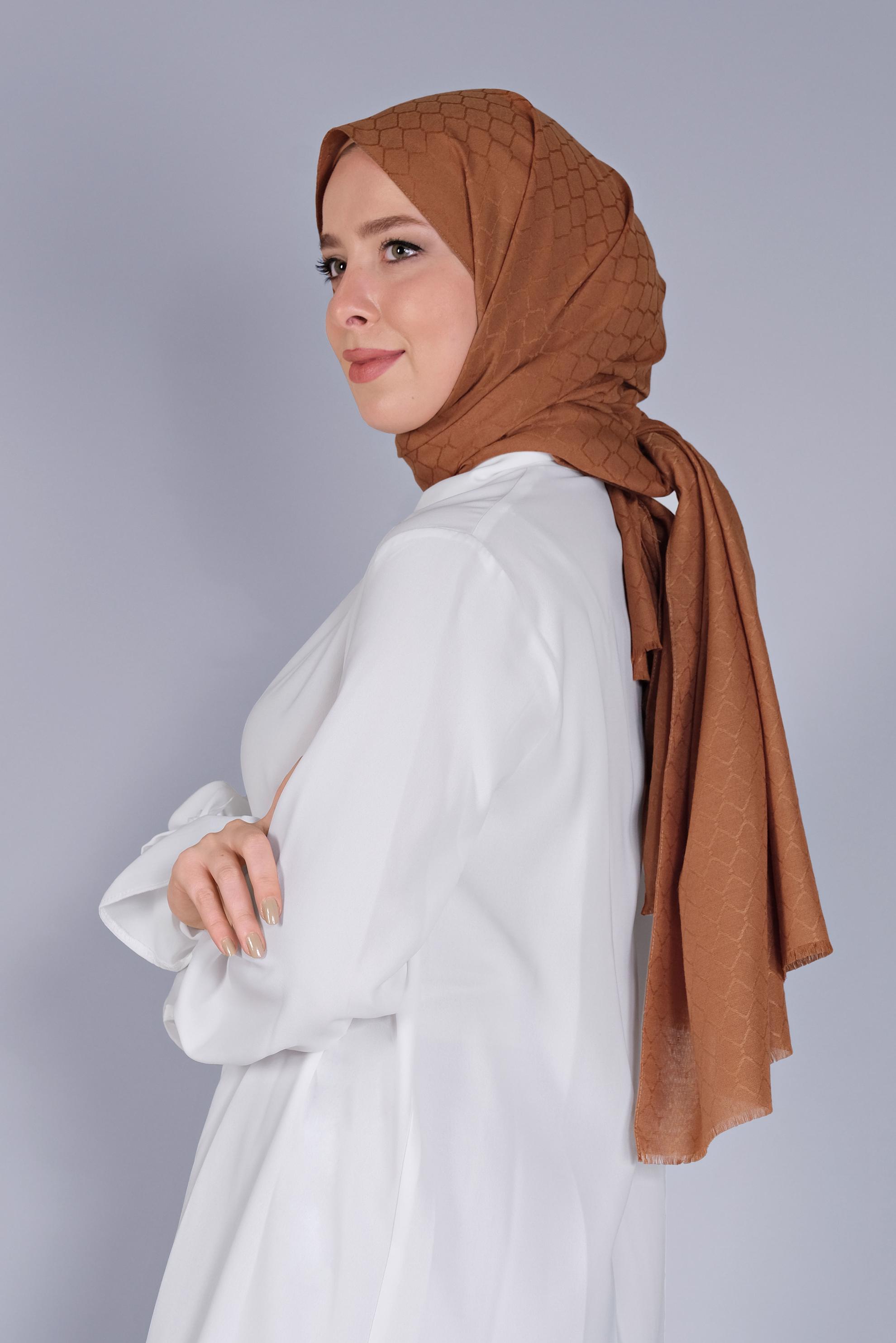 Tesettür giyim SARI ALVİNA PAMUK PETEK ŞAL 8061 