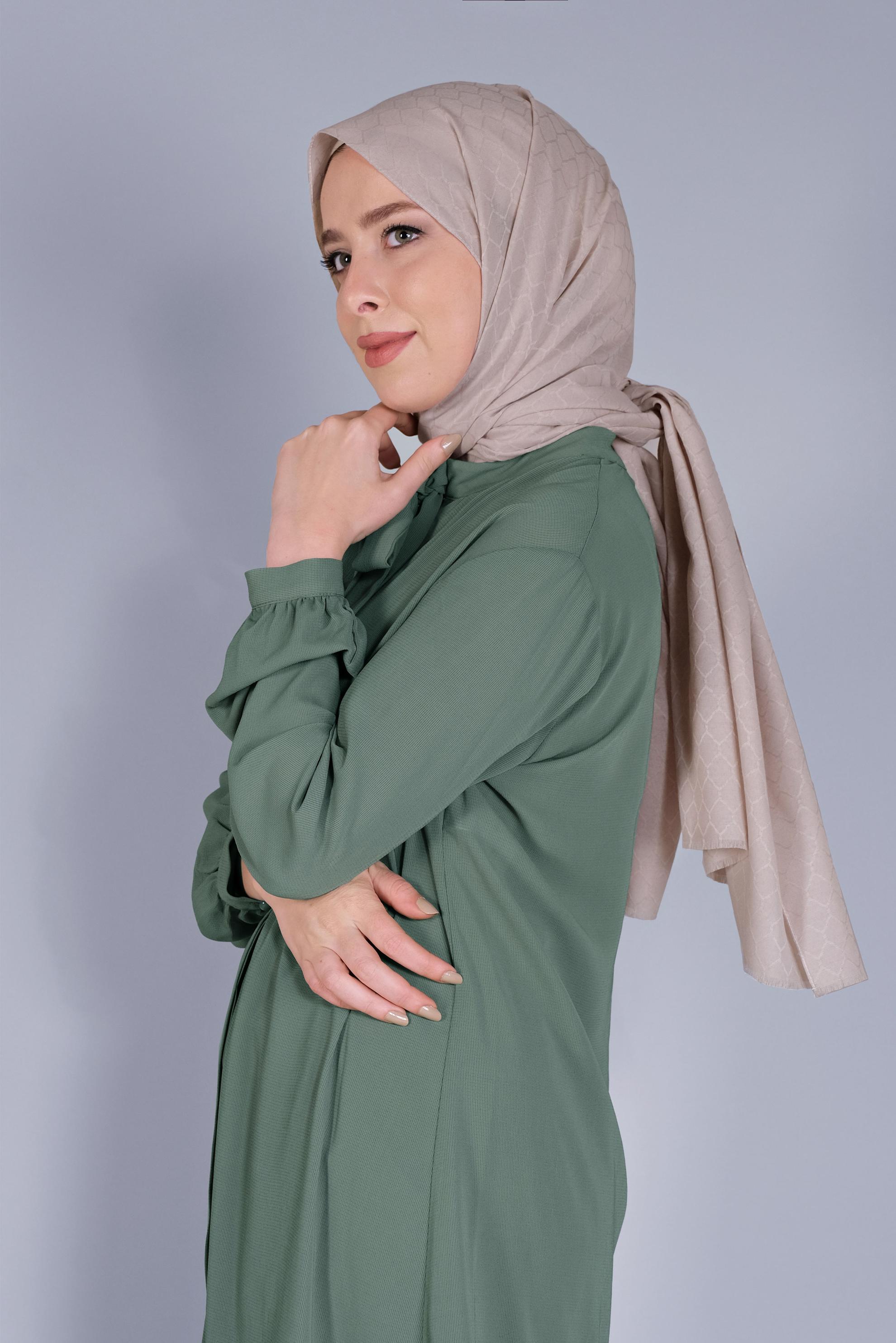 Tesettür giyim VİZON ALVİNA PAMUK PETEK ŞAL 8061 