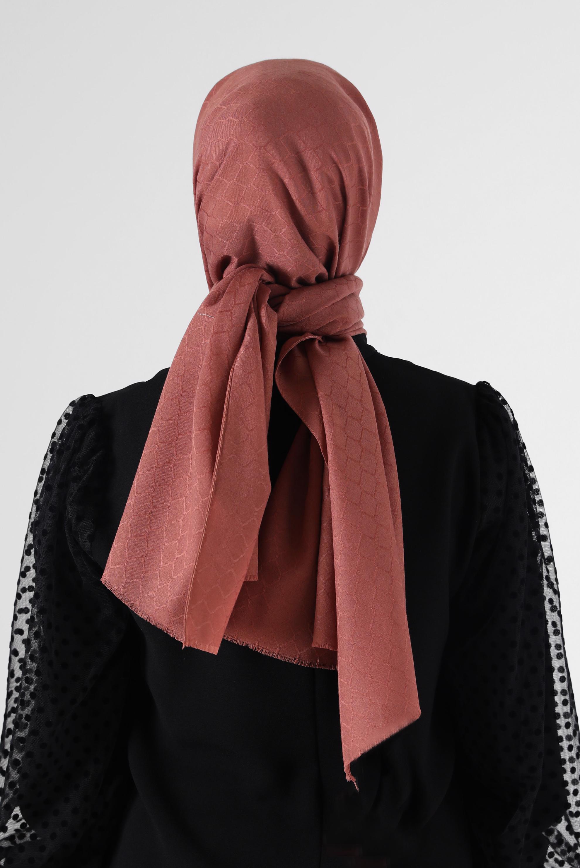 Tesettür giyim KAHVE ALVİNA PAMUK PETEK ŞAL 8061 