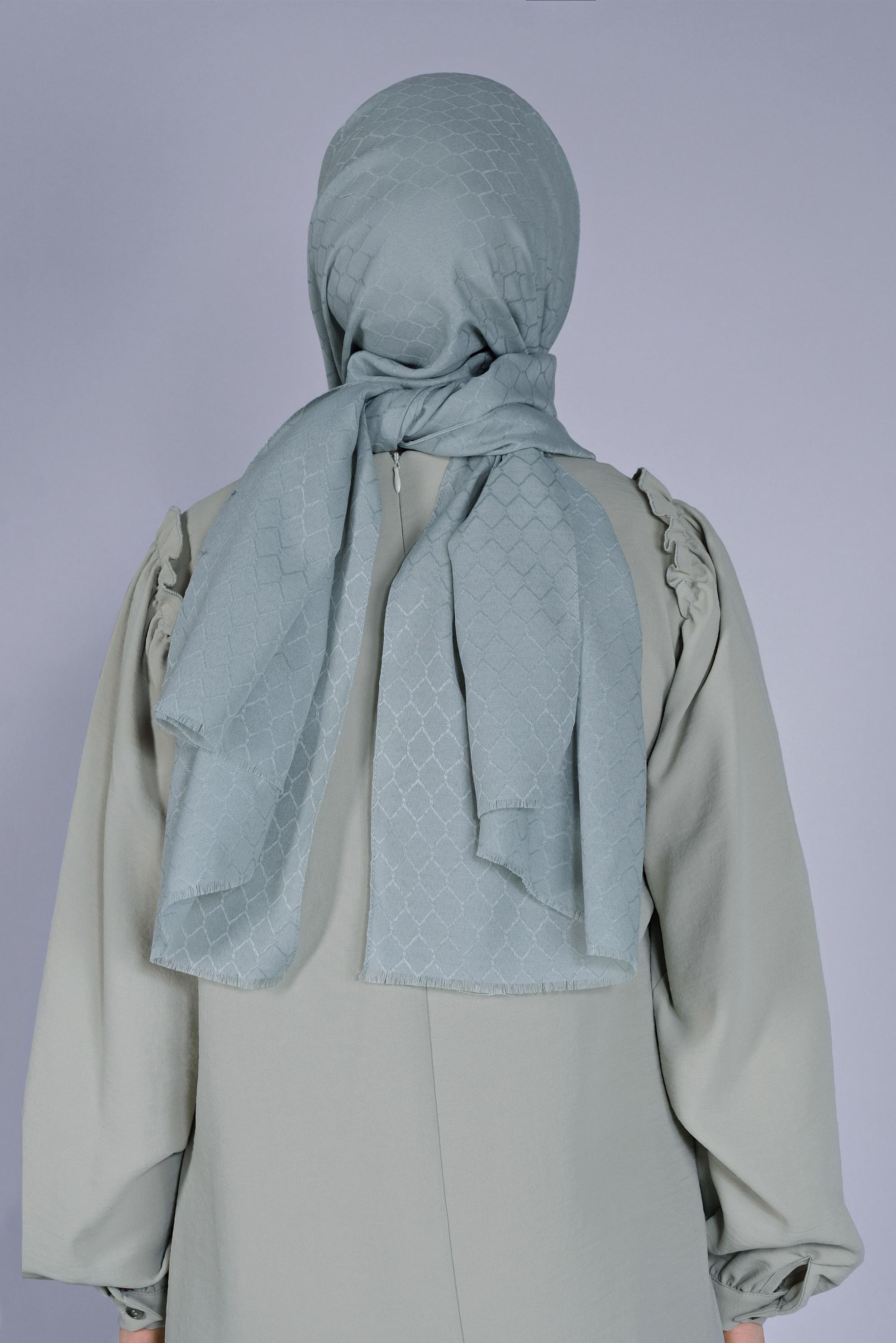 Hijab clothing GREEN ALVİNA PATTERNED COTTON SHAWL 8061 