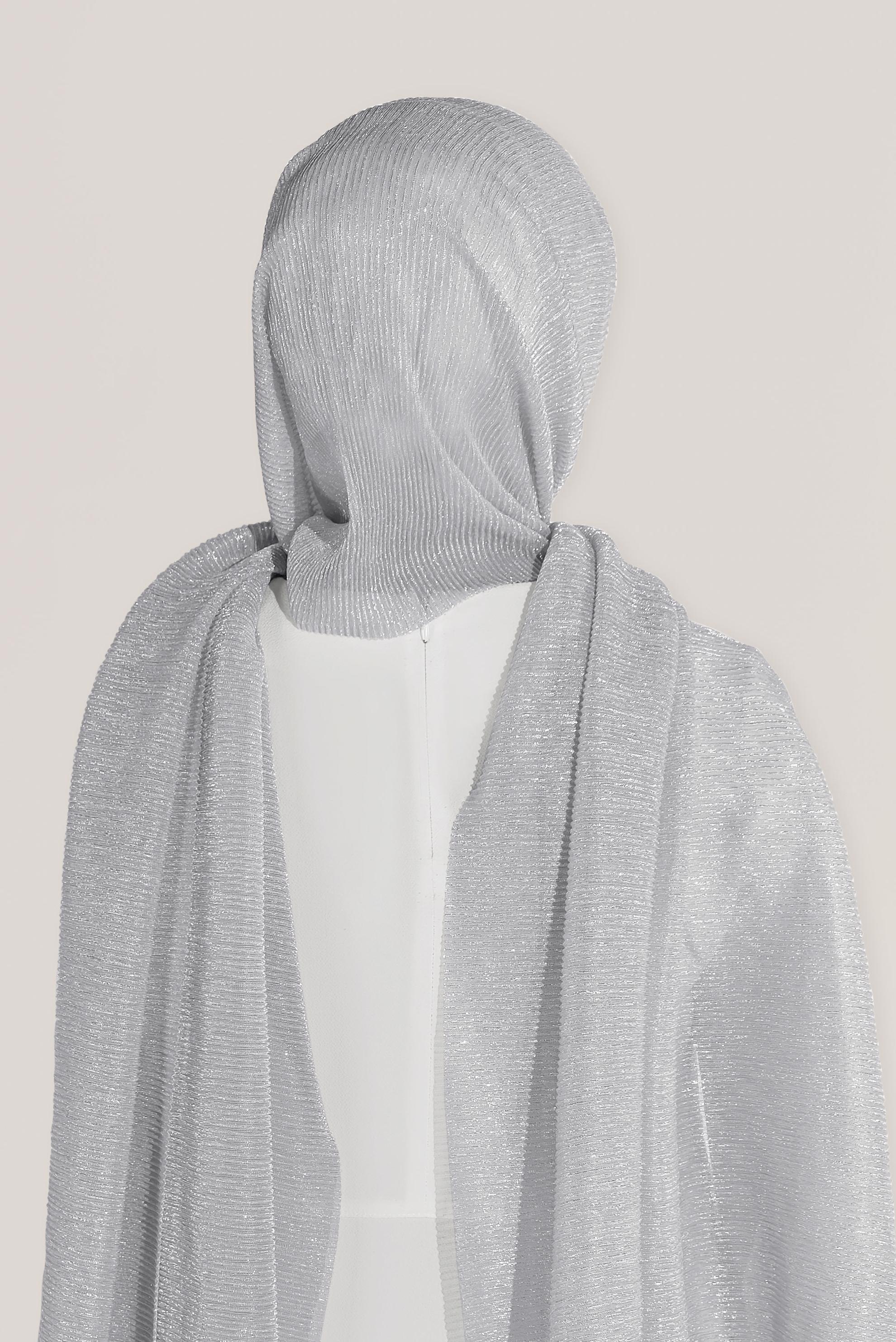 Tesettür giyim GÜMÜŞ 8071 ALVİNA  SİMLİ PİLİSELİ ŞAL