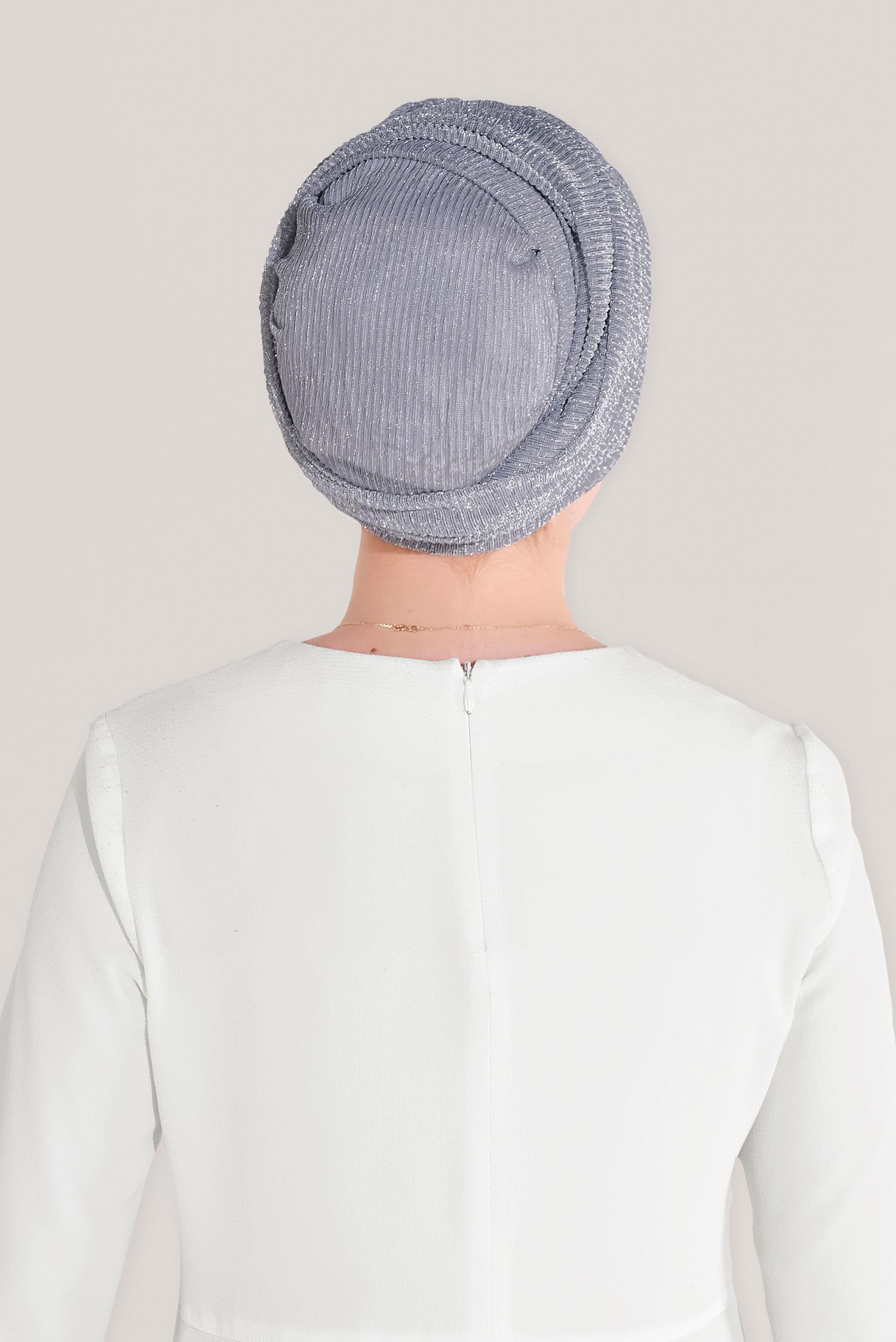 Vêtements hijab GRIS 8071 ALVİNA  SİMLİ PİLİSELİ ŞAL