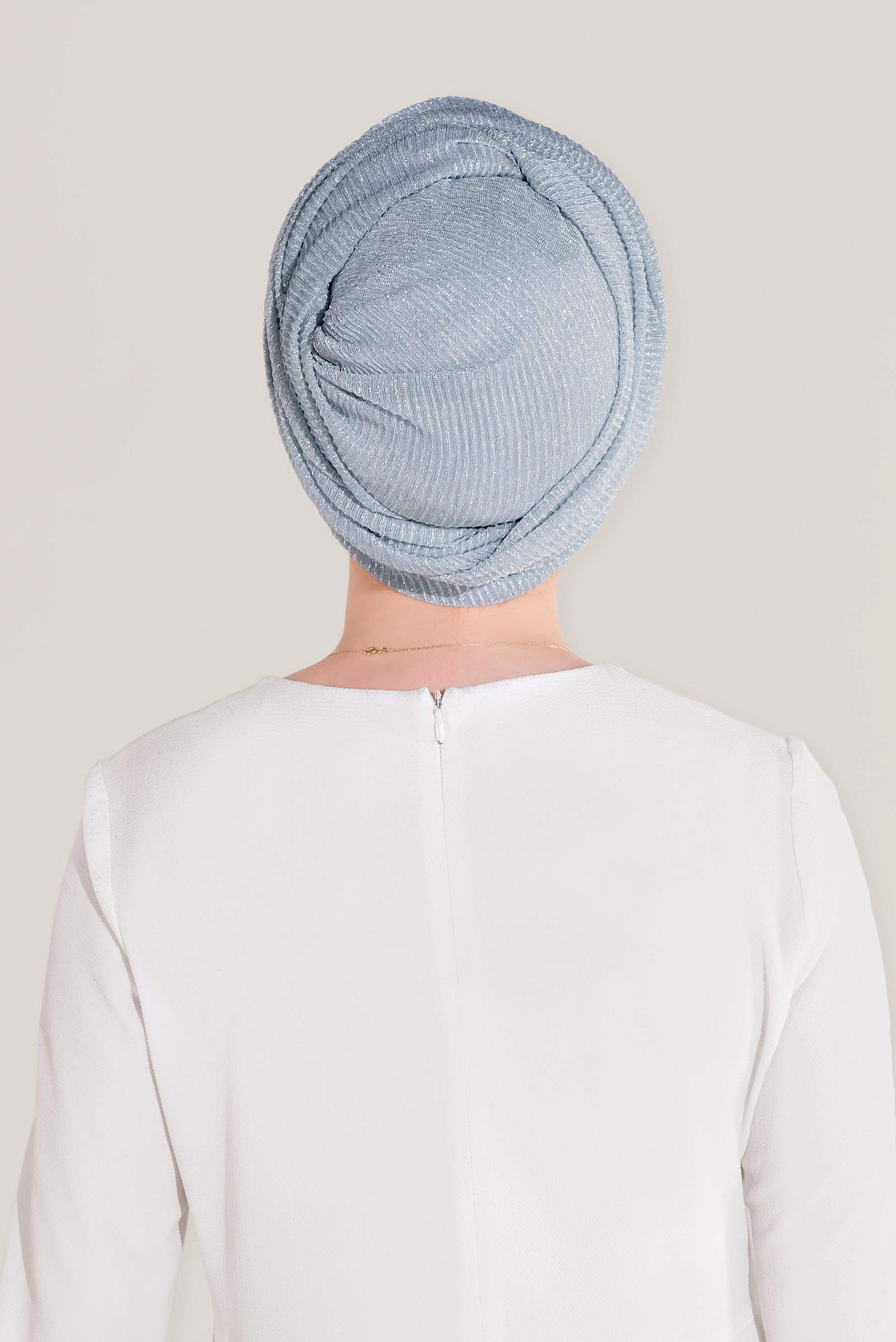 Tesettür giyim MAVİ 8071 ALVİNA  SİMLİ PİLİSELİ ŞAL