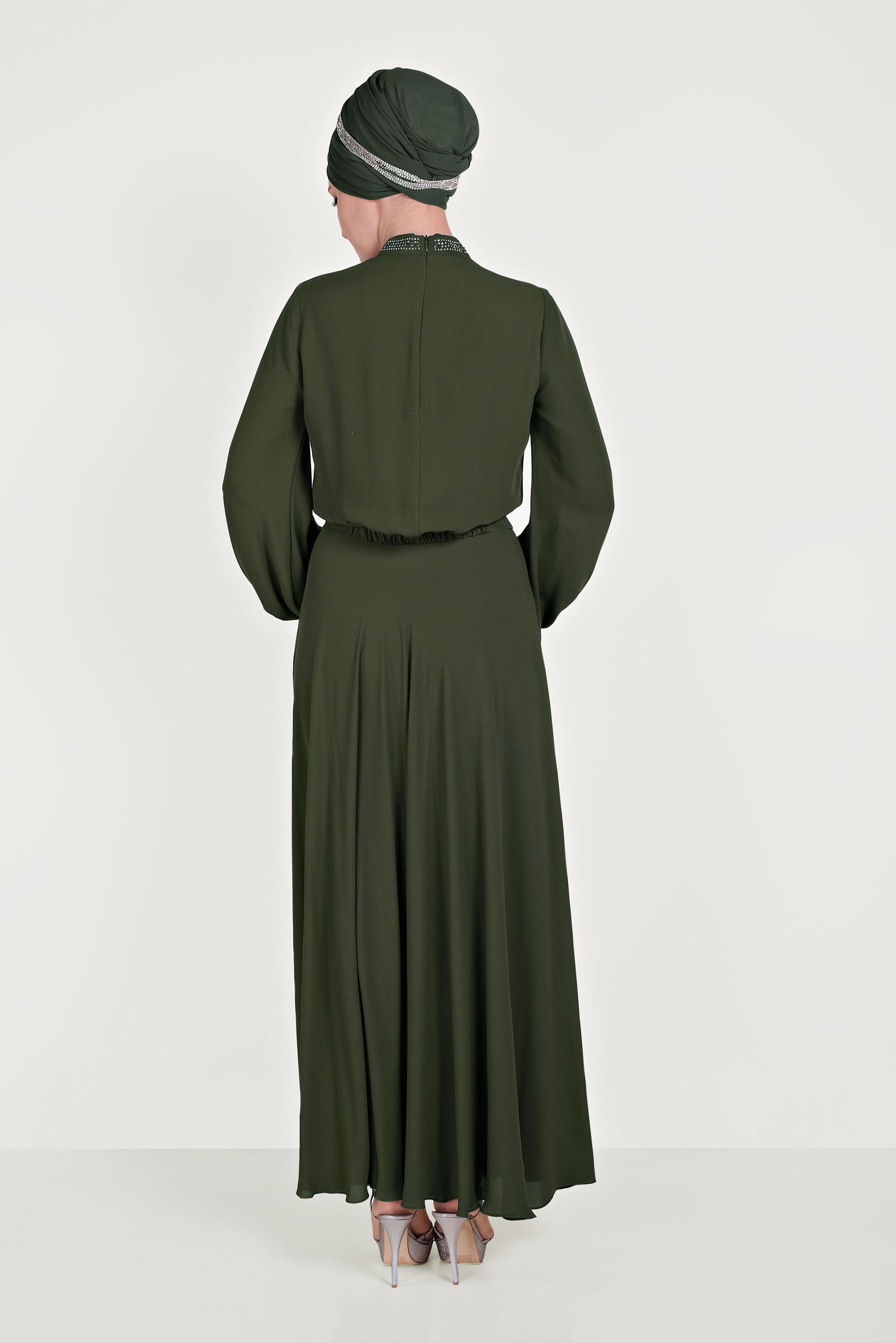 Hijab clothing KHAKI STONED CHIFFON SKIRTED SUIT 30016 