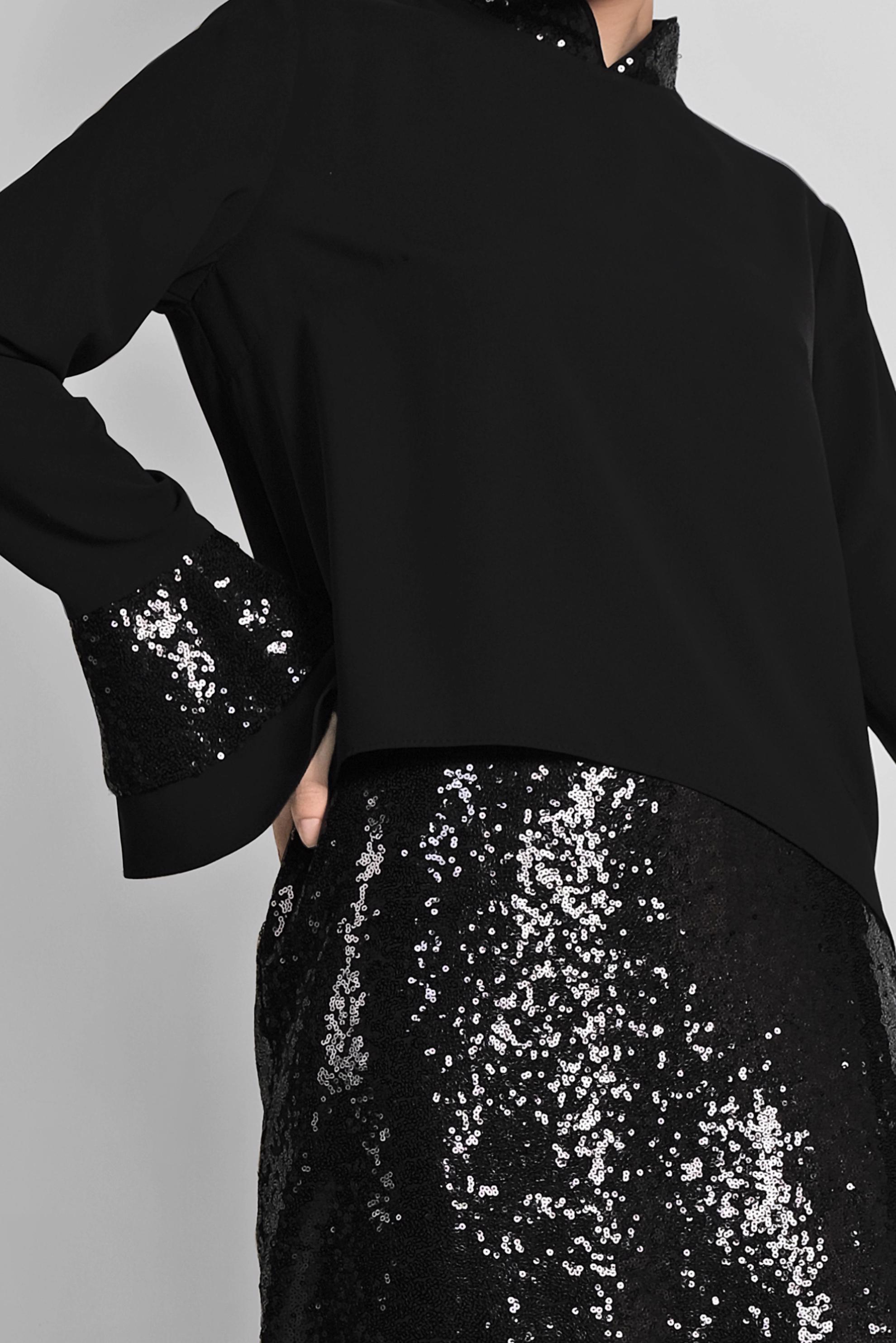 Hijab clothing BLACK SEQUINED 2-PEACE SKIRTED SUIT 3553 