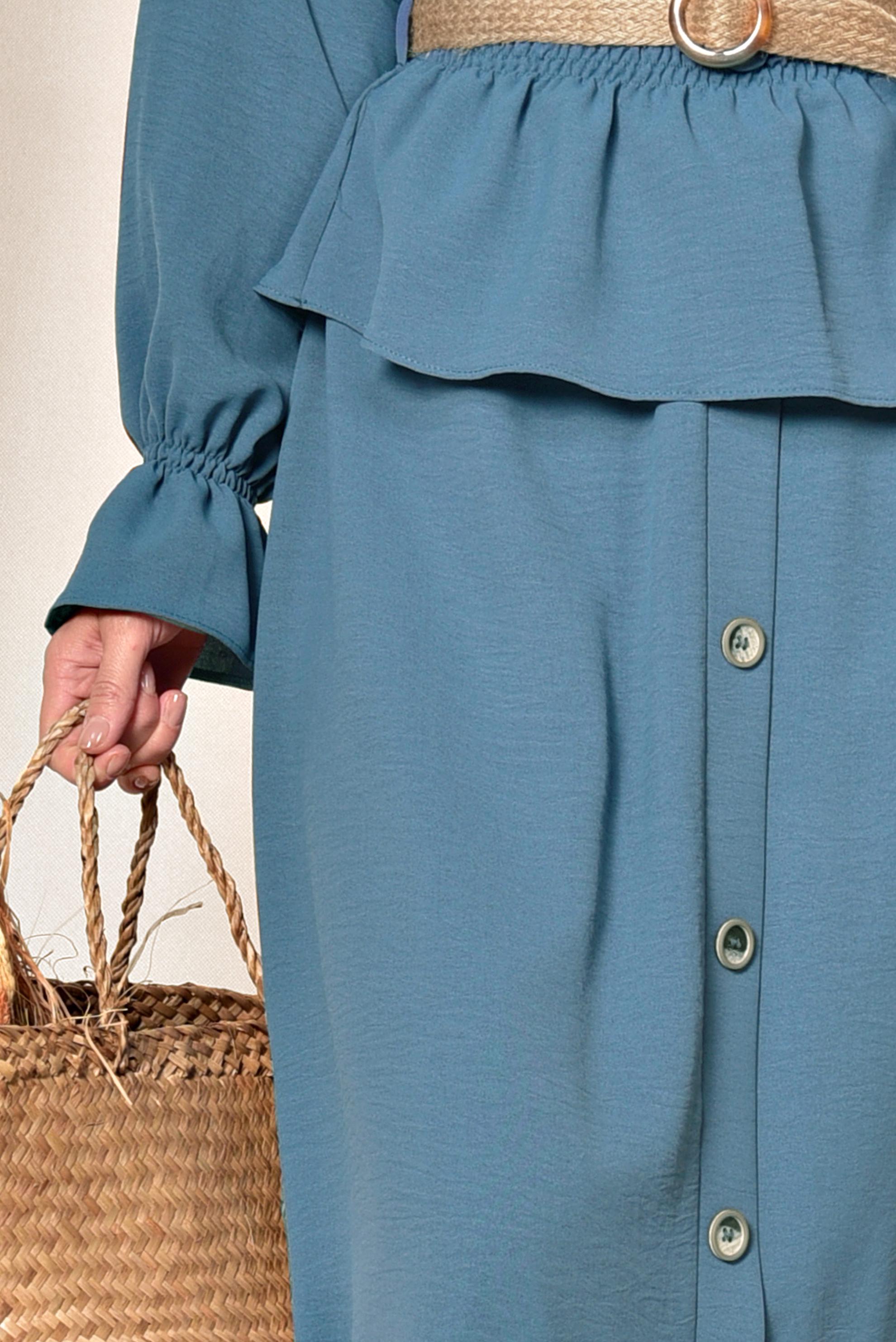 Hijab clothing NAVY BLUE ELASTIC WAIST SKIRTED SUIT 4076