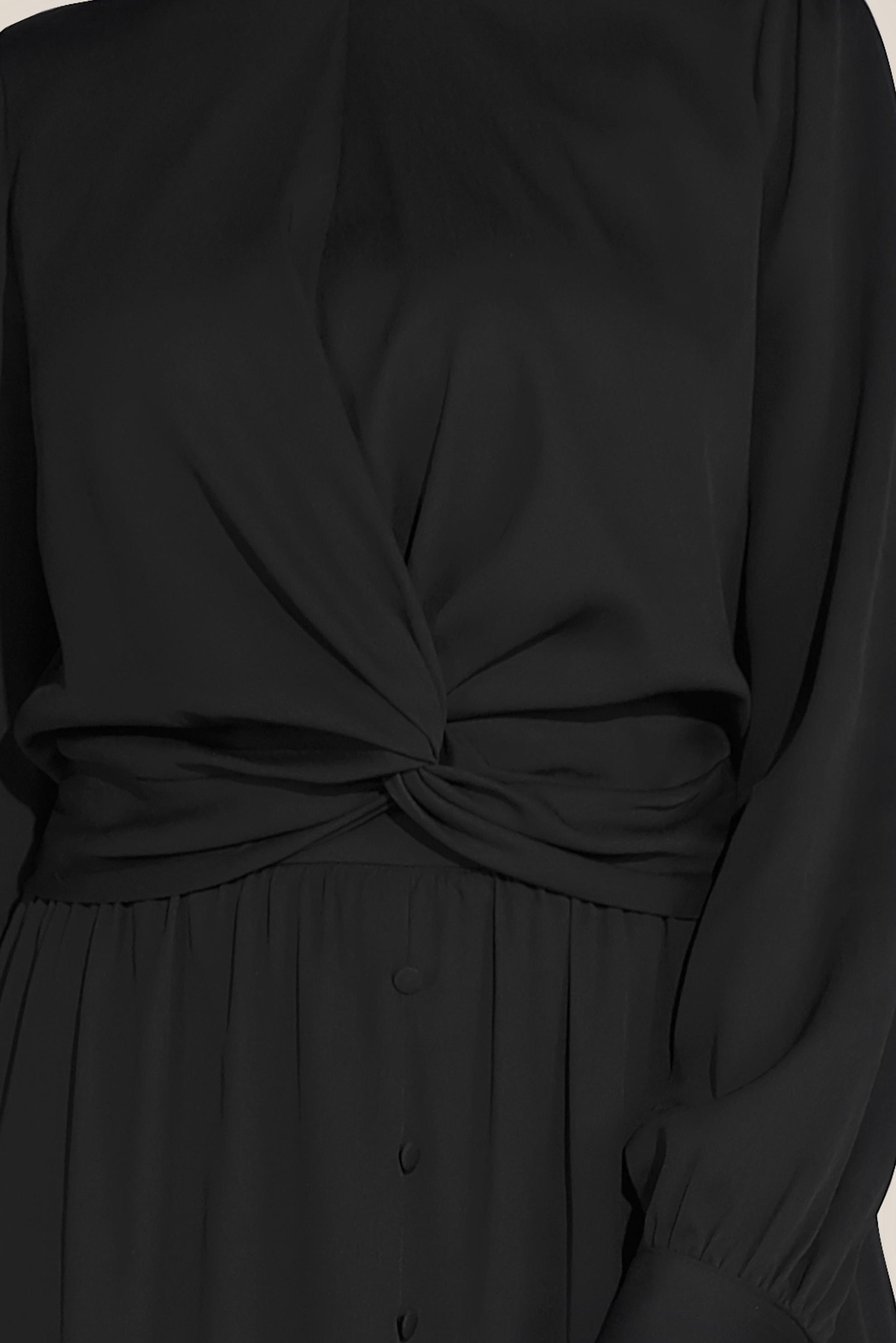 Tesettür giyim SİYAH DÜĞMELİ UCU FIRFIRLI BALIKÇI YAKA ETEKLİ TAKIM 40812