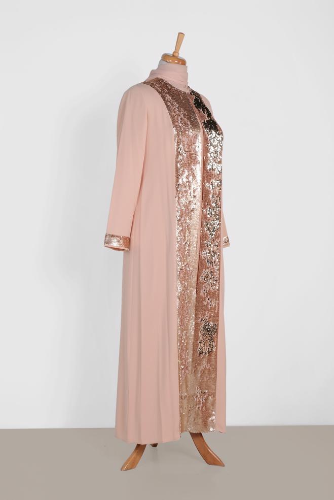 Vêtements hijab POUDRE TAILLEUR ROBE À SEQUINS 3550 - ALVİNA