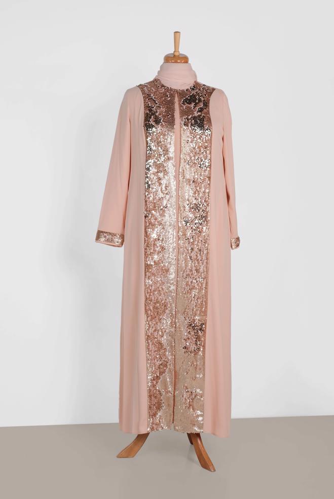 Vêtements hijab POUDRE TAILLEUR ROBE À SEQUINS 3550 - ALVİNA