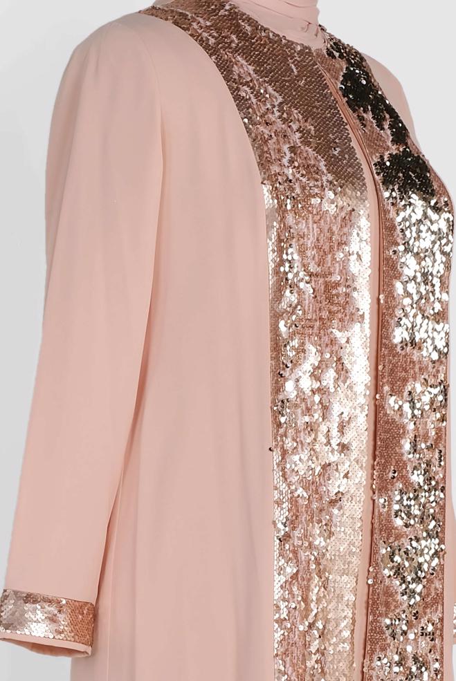 Vêtements hijab POUDRE TAILLEUR ROBE À SEQUINS 3550 - ALVİNA