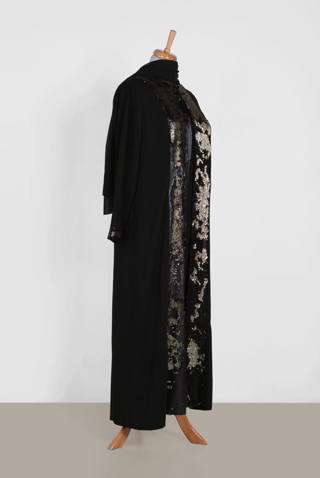 Vêtements hijab NOIR TAILLEUR ROBE À SEQUINS 3550 - ALVİNA