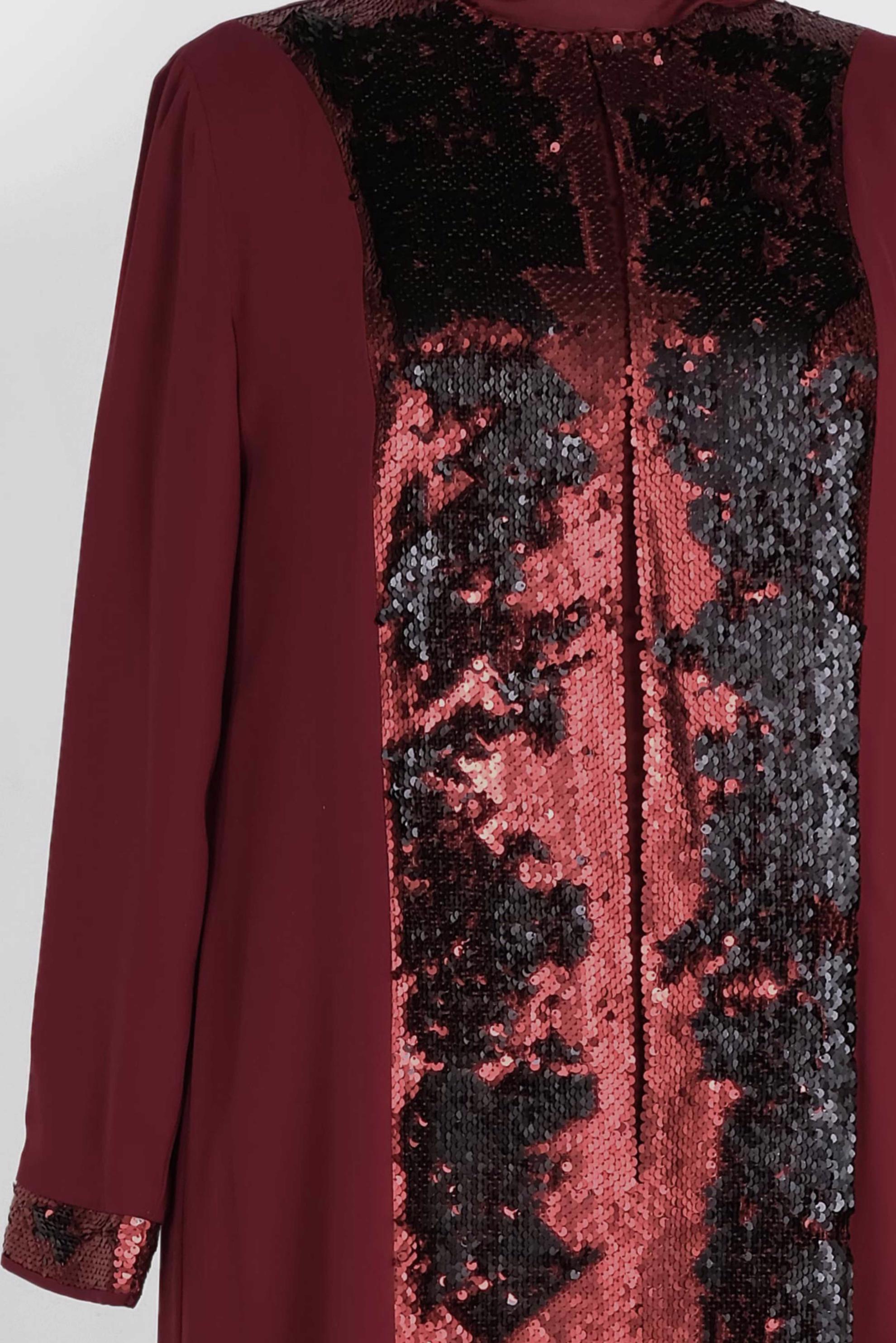 Hijab clothing CLARET RED SEQUINED DRESS SUIT 3550