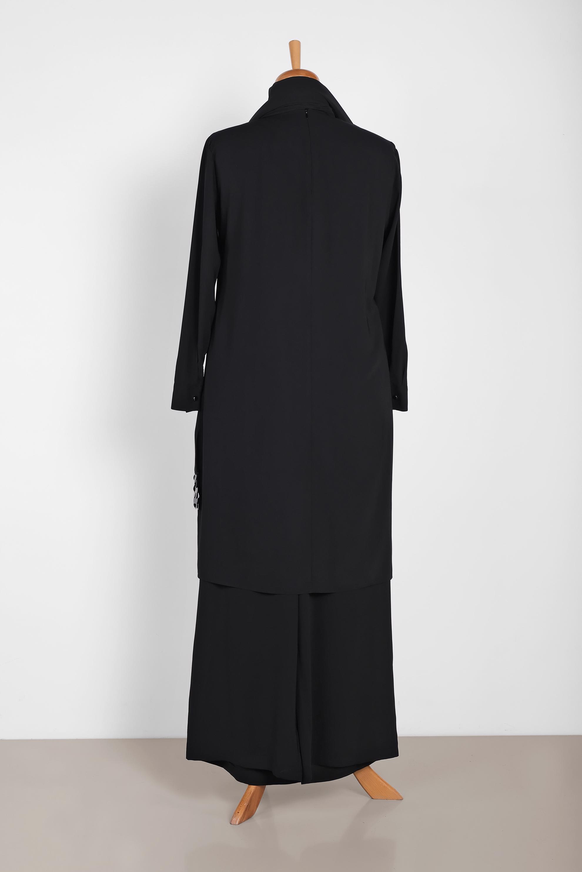 Hijab clothing BLACK SEQUIN DETAIL 2-PIECE PANTS SUIT 2853 