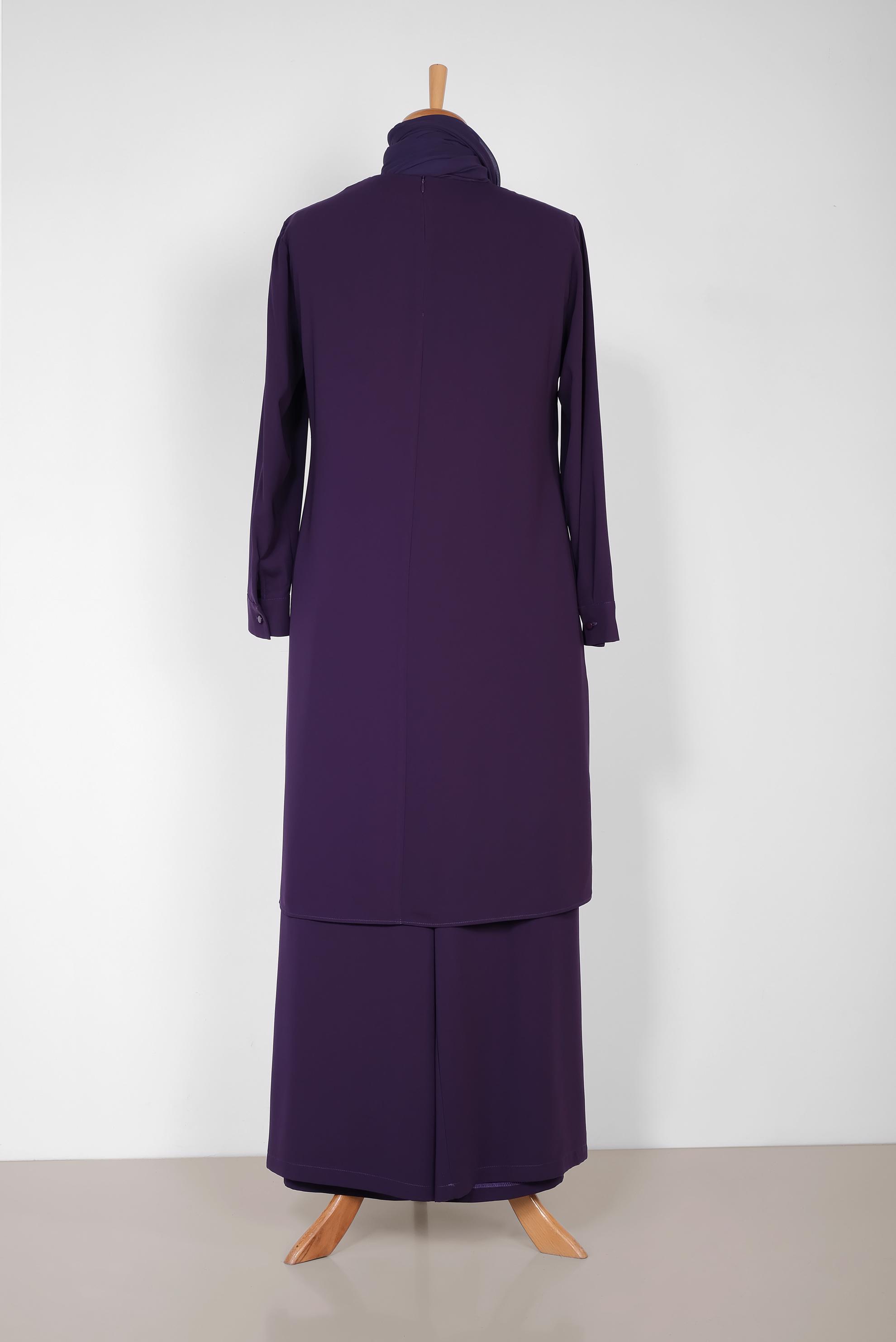 Tesettür giyim MOR PUL PAYET DETAYLI İKİLİ PANT. TAKIM 2853 