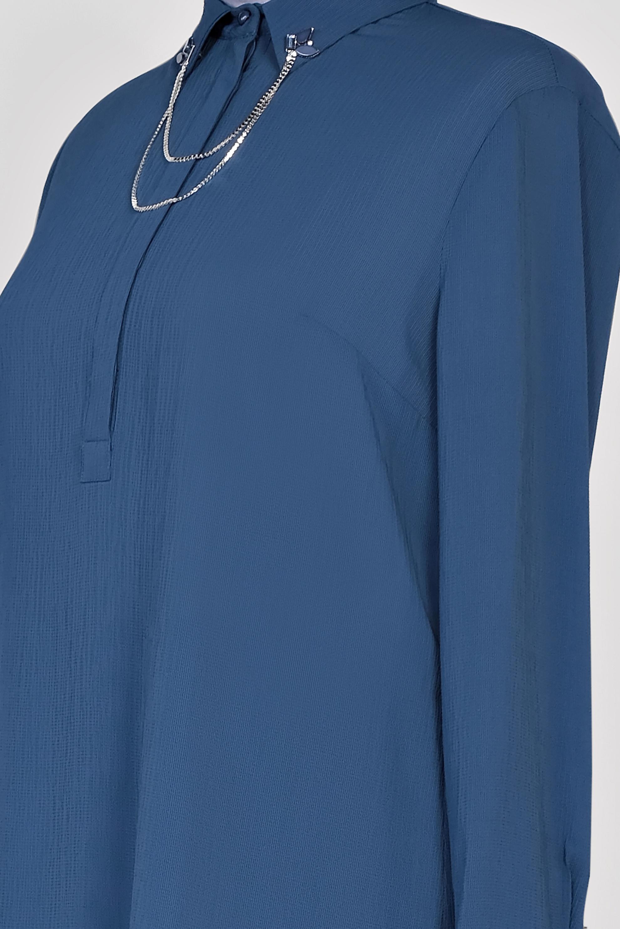 Tesettür giyim LACİVERT YAKASI BROŞLU PANTOLONLU TAKIM 2854