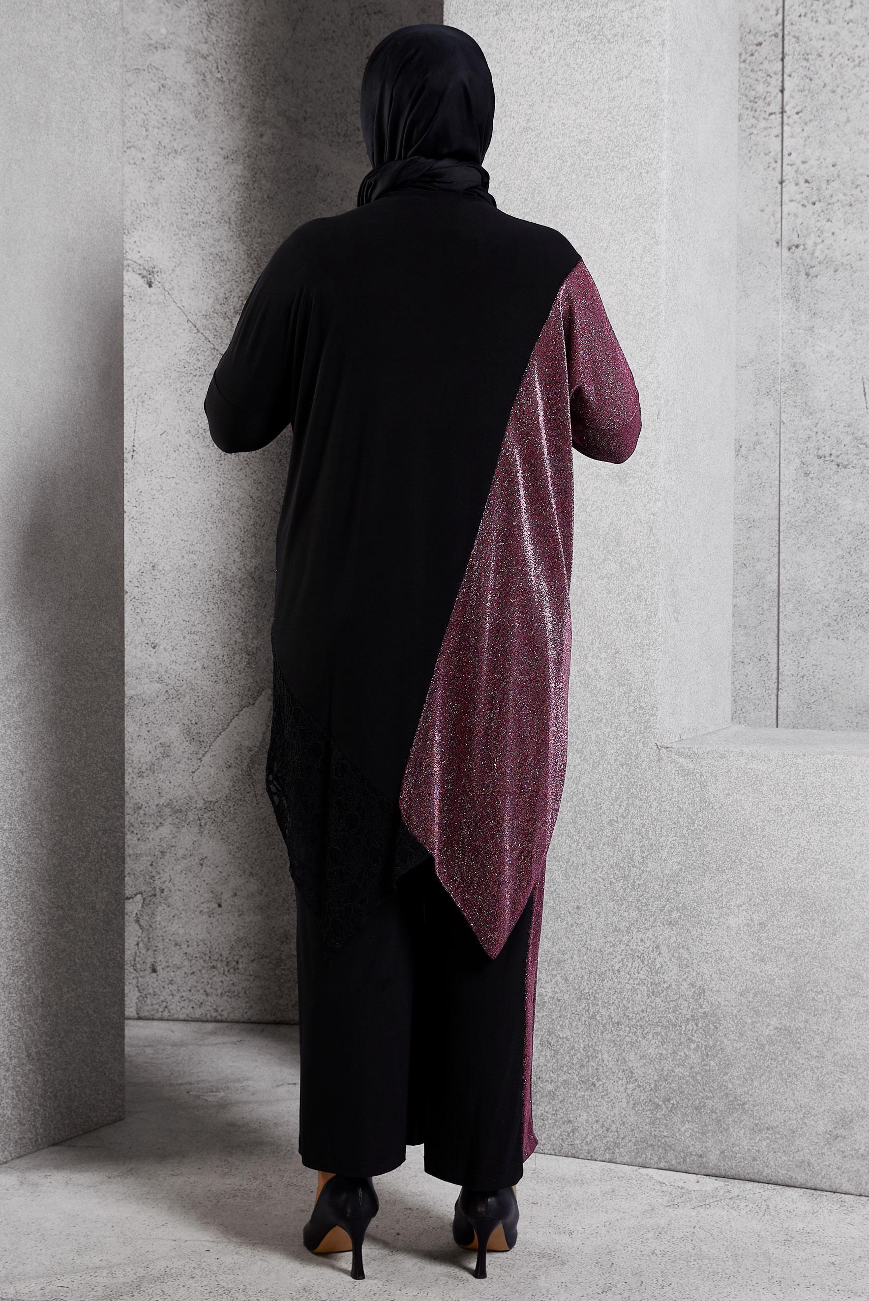 Tesettür giyim SİYAH SİMLİ PANTOLONLU TAKIM 2880 