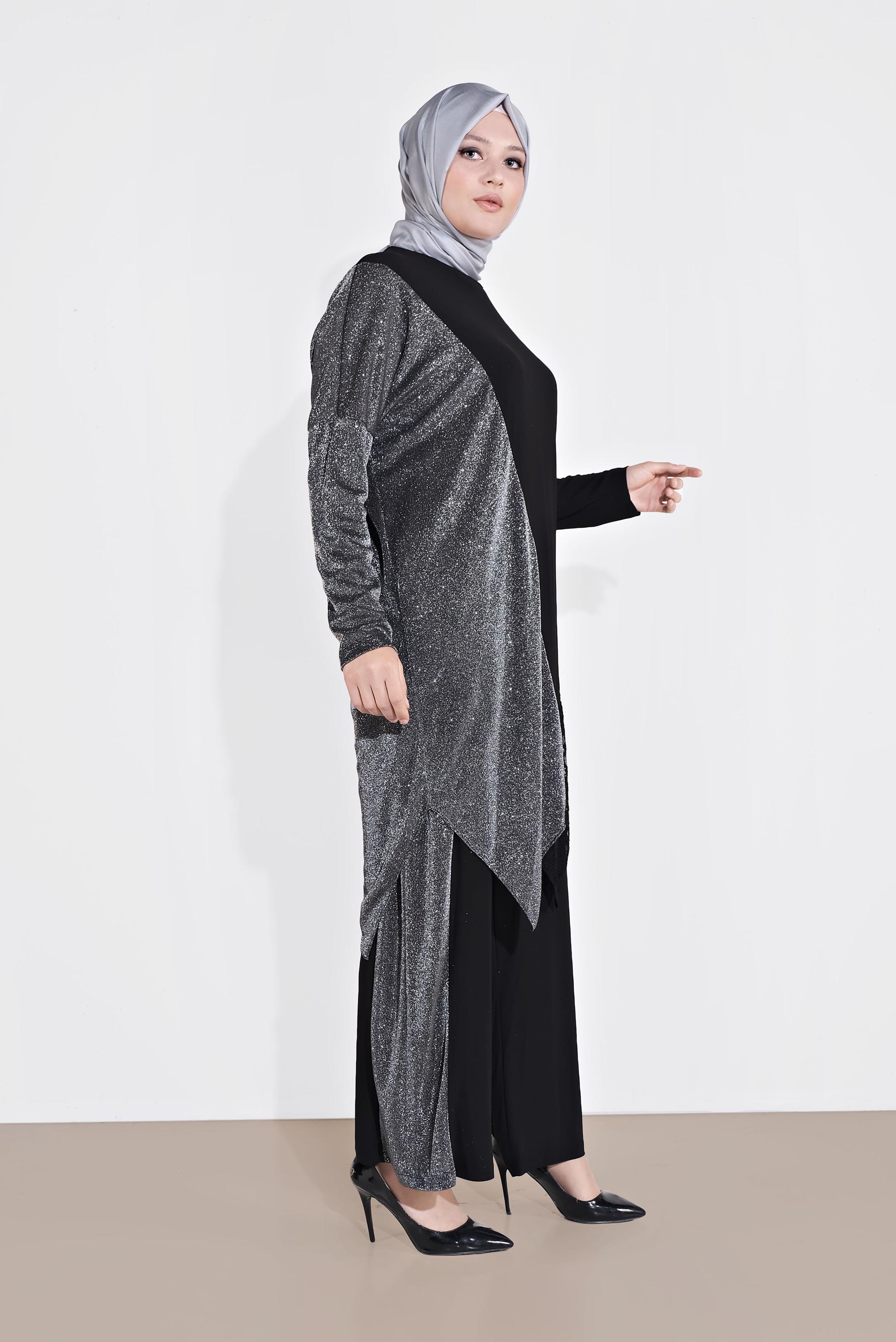 Hijab clothing BLACK GLITTERY PANTS SUIT 2880