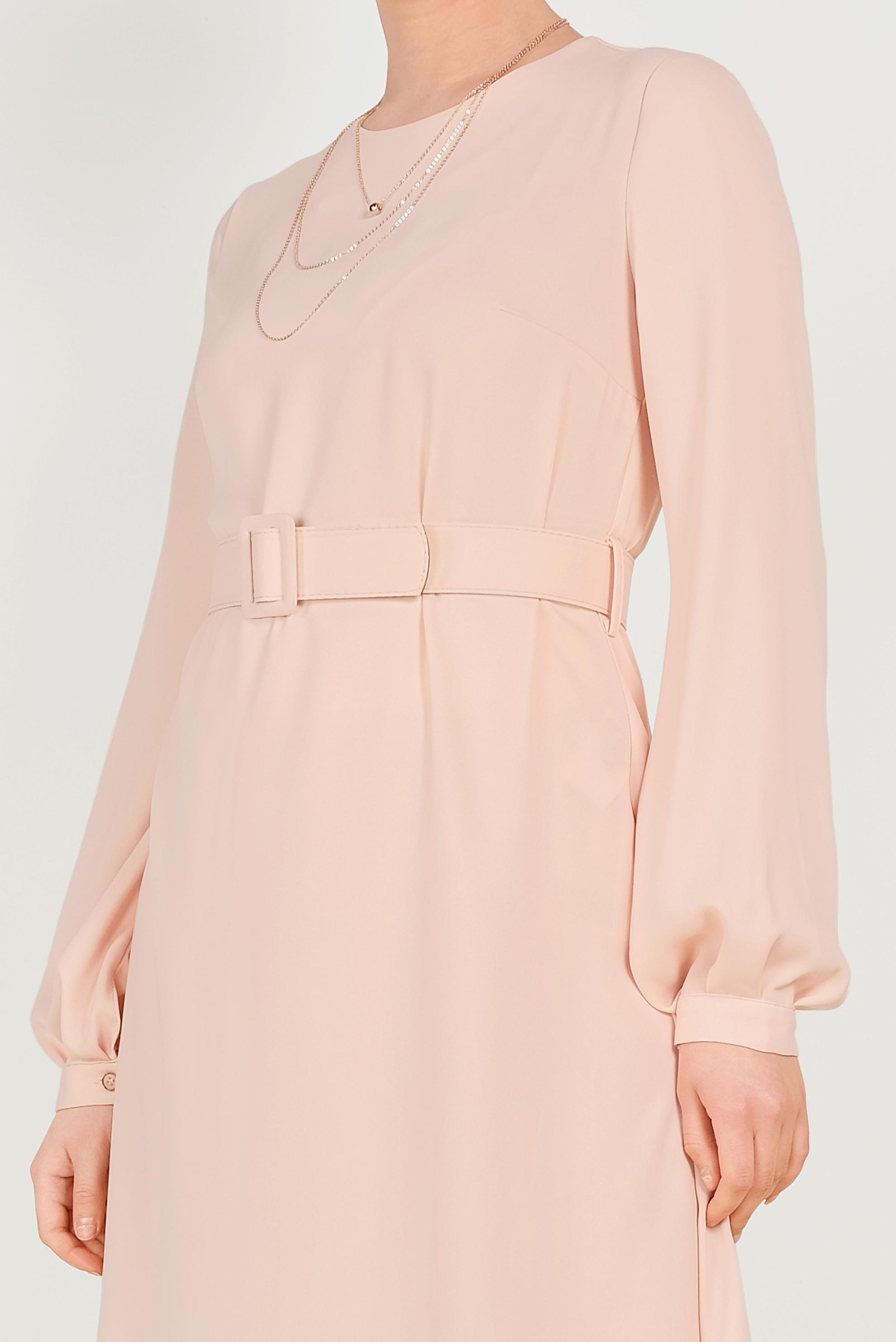 Tesettür giyim PUDRA ASİMETRİK KESİM İKİLİ PANTOLONLU TAKIM 30004