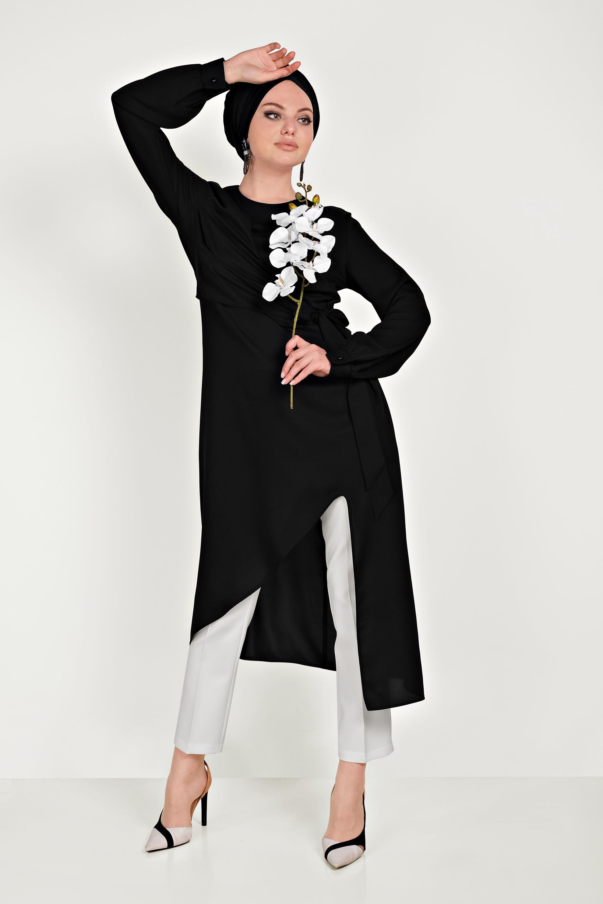 Hijab clothing BLACK ASYMMETRIC CUT SUIT 30013 