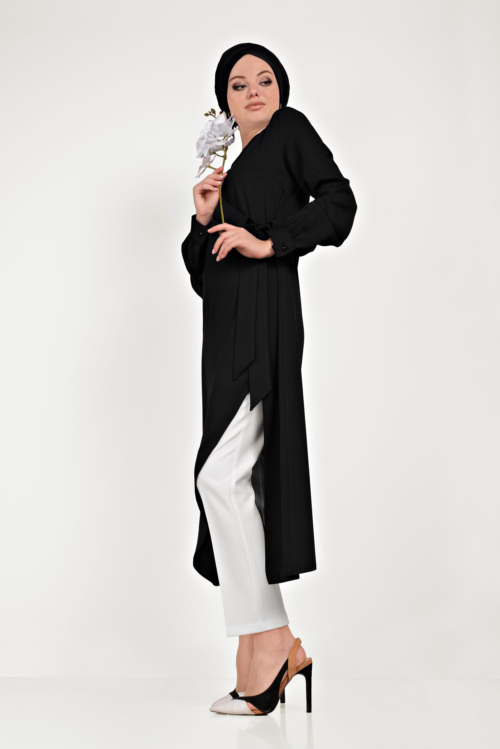 Hijab clothing BLACK ASYMMETRIC CUT SUIT 30013 