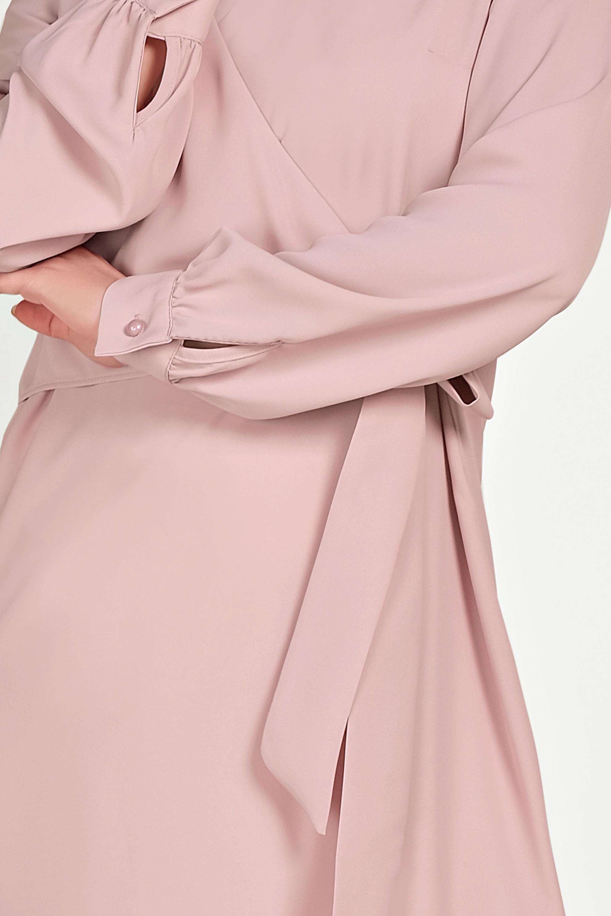 Tesettür giyim PUDRA ASİMETRİK KESİM İKİLİ PANTOLONLU TAKIM 30013