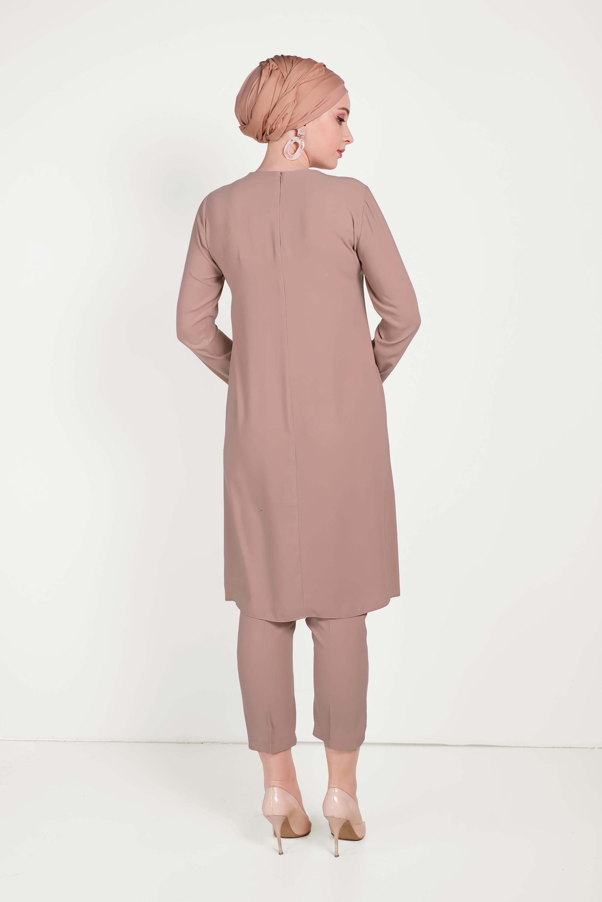 Hijab clothing POWDER FLOWER PATTERNED PANTS SUIT 30020