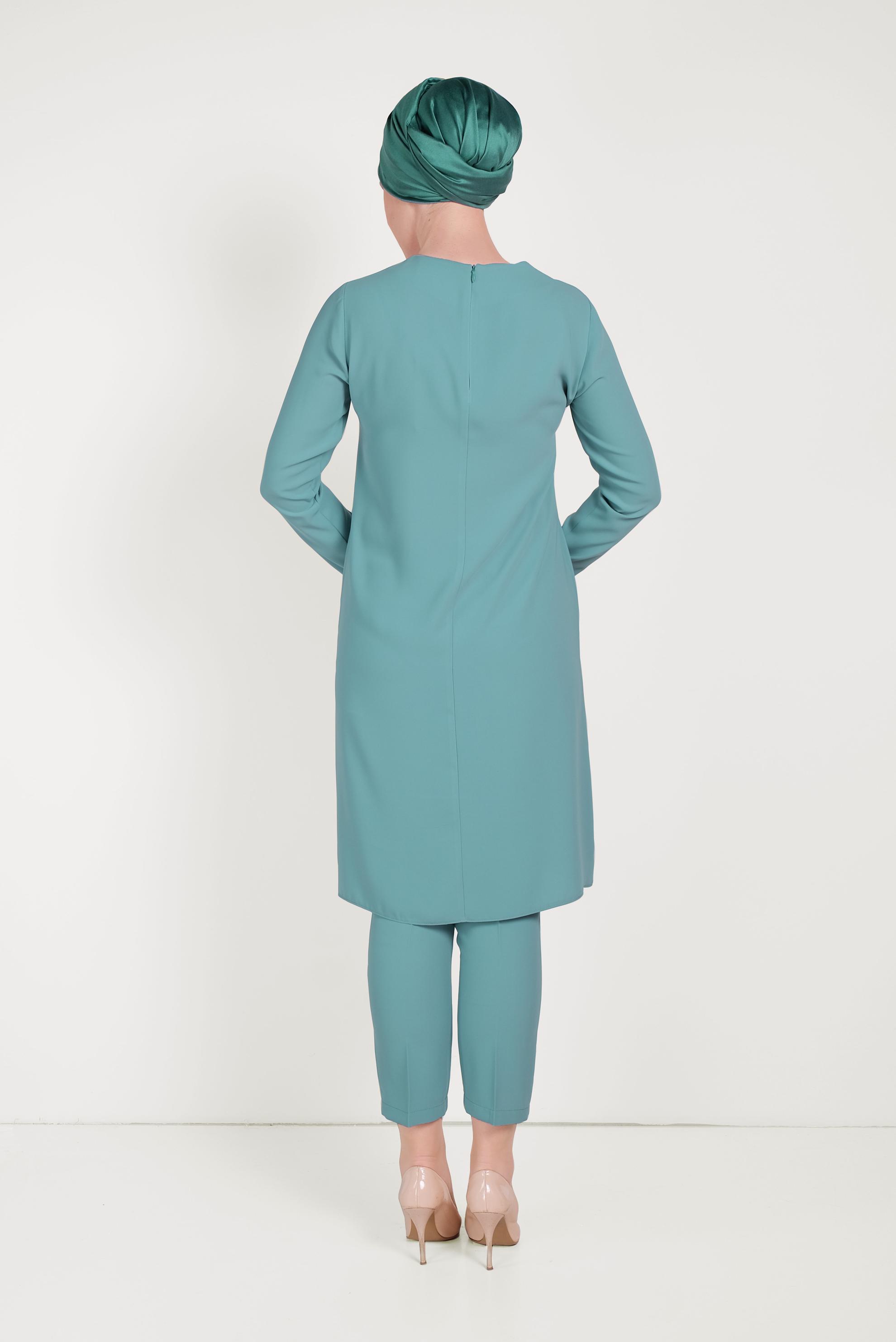 Hijab clothing BLUE FLOWER PATTERNED PANTS SUIT 30020