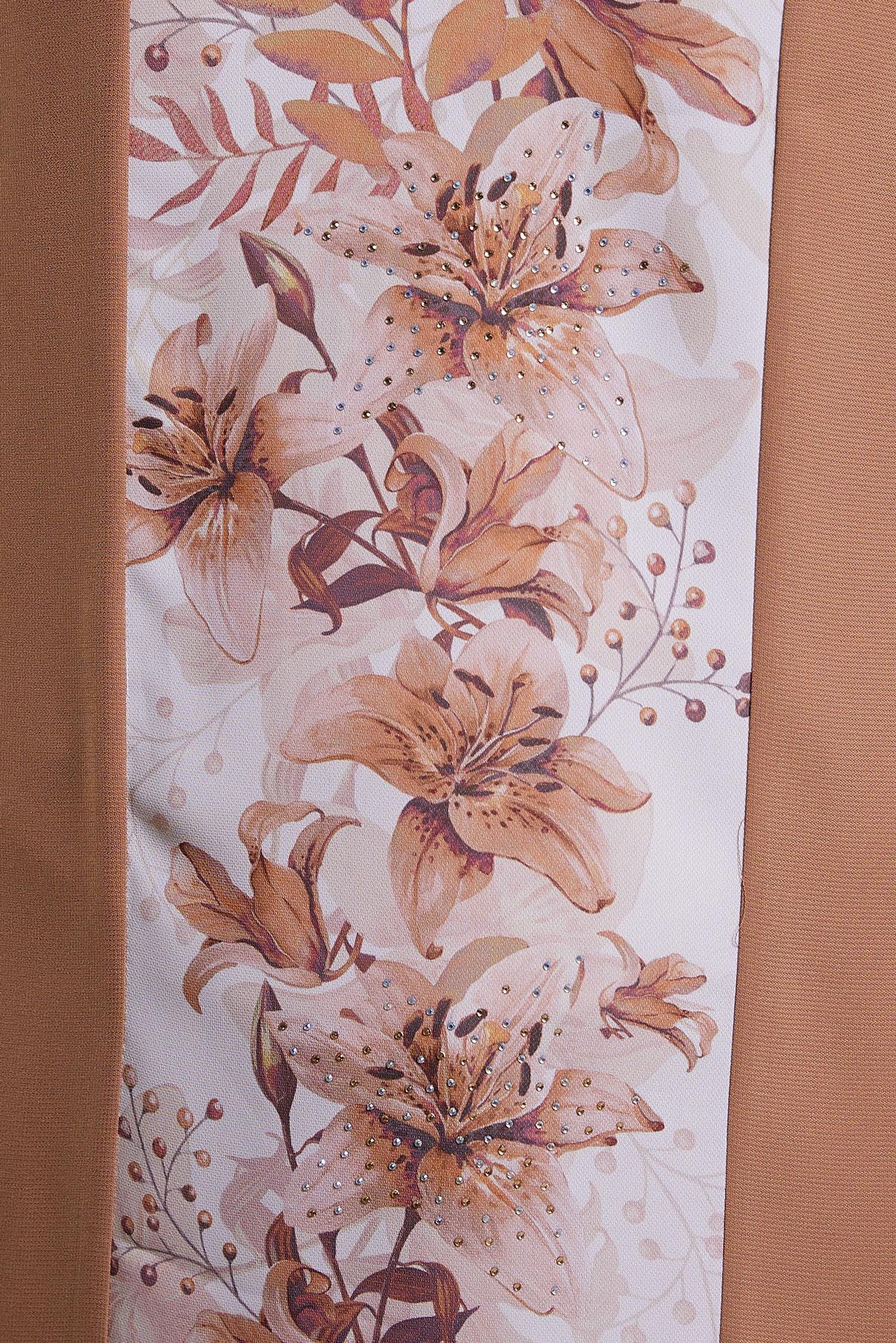 Tesettür giyim KAHVE ÇİÇEK DESENLİ PANTOLONLU TAKIM 30020