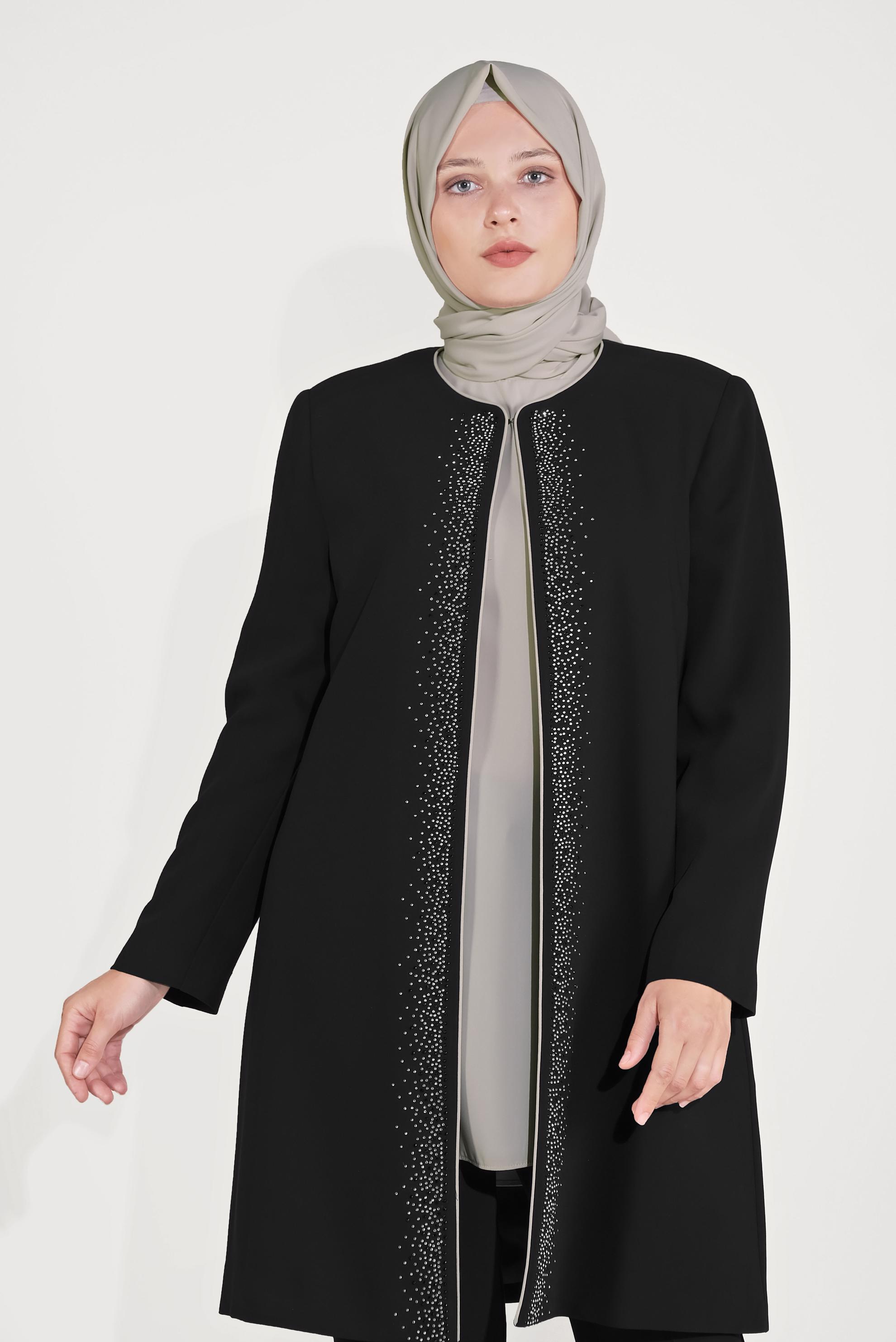 Hijab clothing BLACK 30022 CİNO CREP 3′LÜ PANT.TAKIM 44/50 TEK46