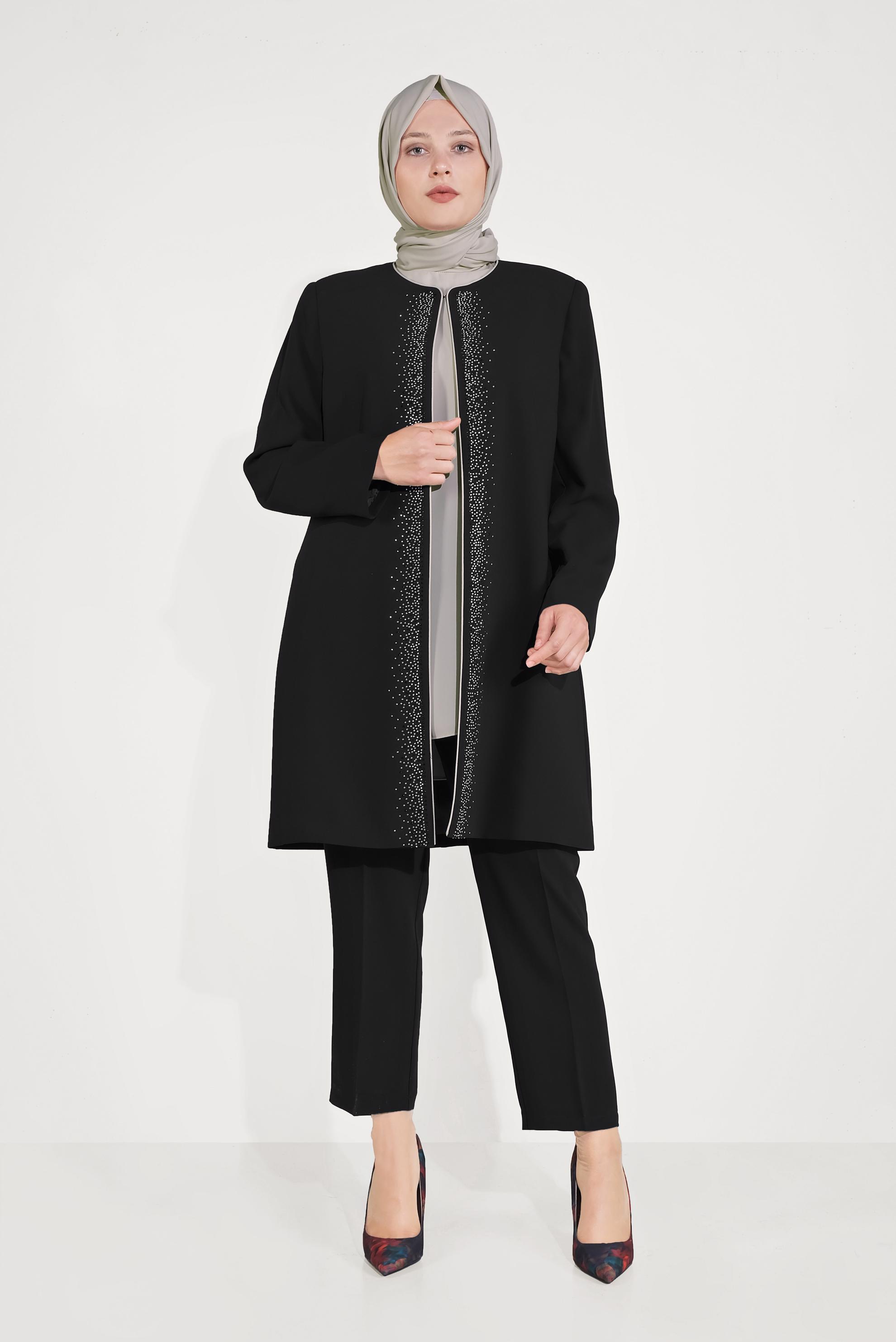 Hijab clothing BLACK 30022 CİNO CREP 3′LÜ PANT.TAKIM 44/50 TEK46