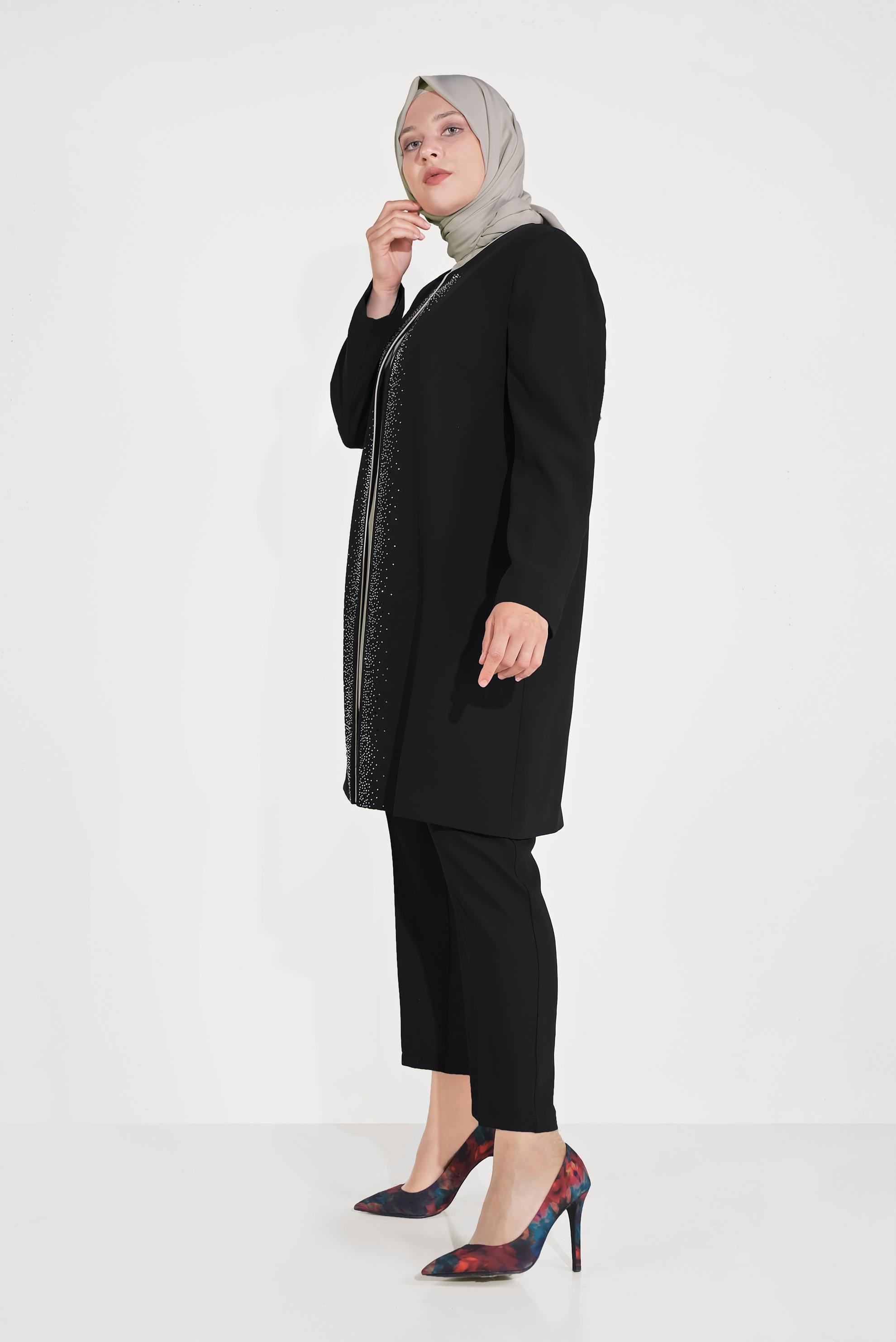 Hijab clothing BLACK 30022 CİNO CREP 3′LÜ PANT.TAKIM 44/50 TEK46