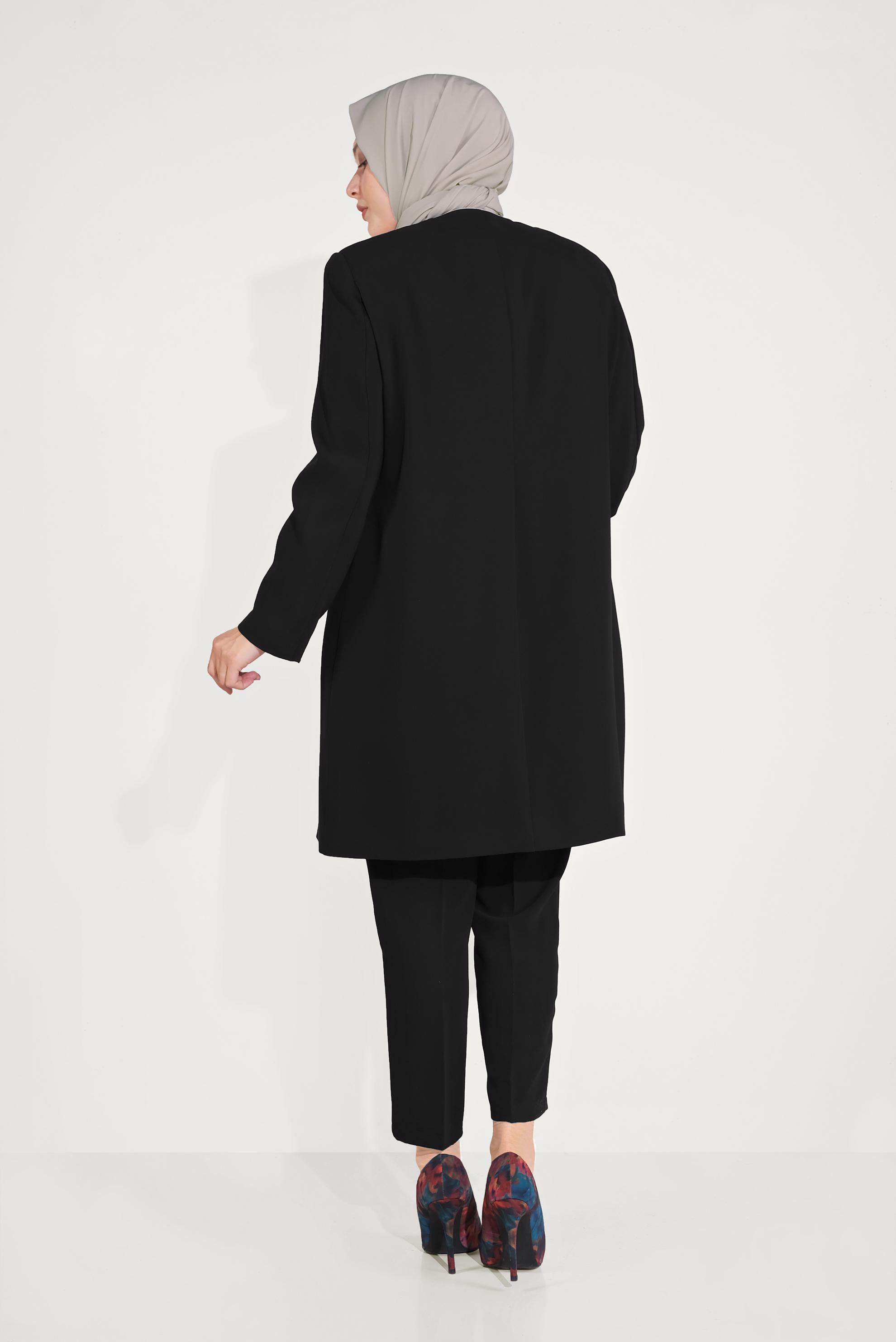 Hijab clothing BLACK 30022 CİNO CREP 3′LÜ PANT.TAKIM 44/50 TEK46