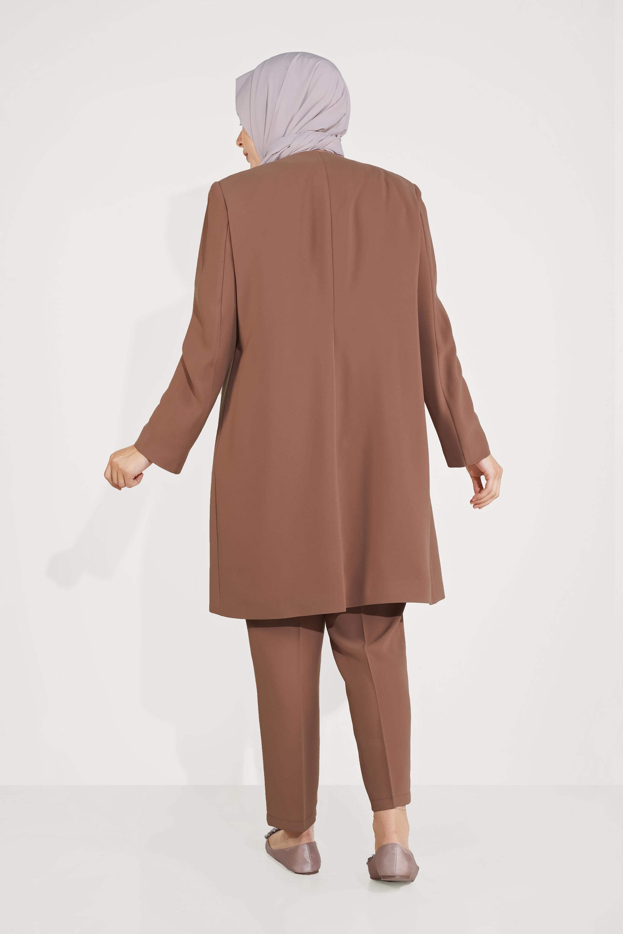 Hijab clothing BROWN 30022 CİNO CREP 3&prime;LÜ PANT.TAKIM 44/50 TEK46