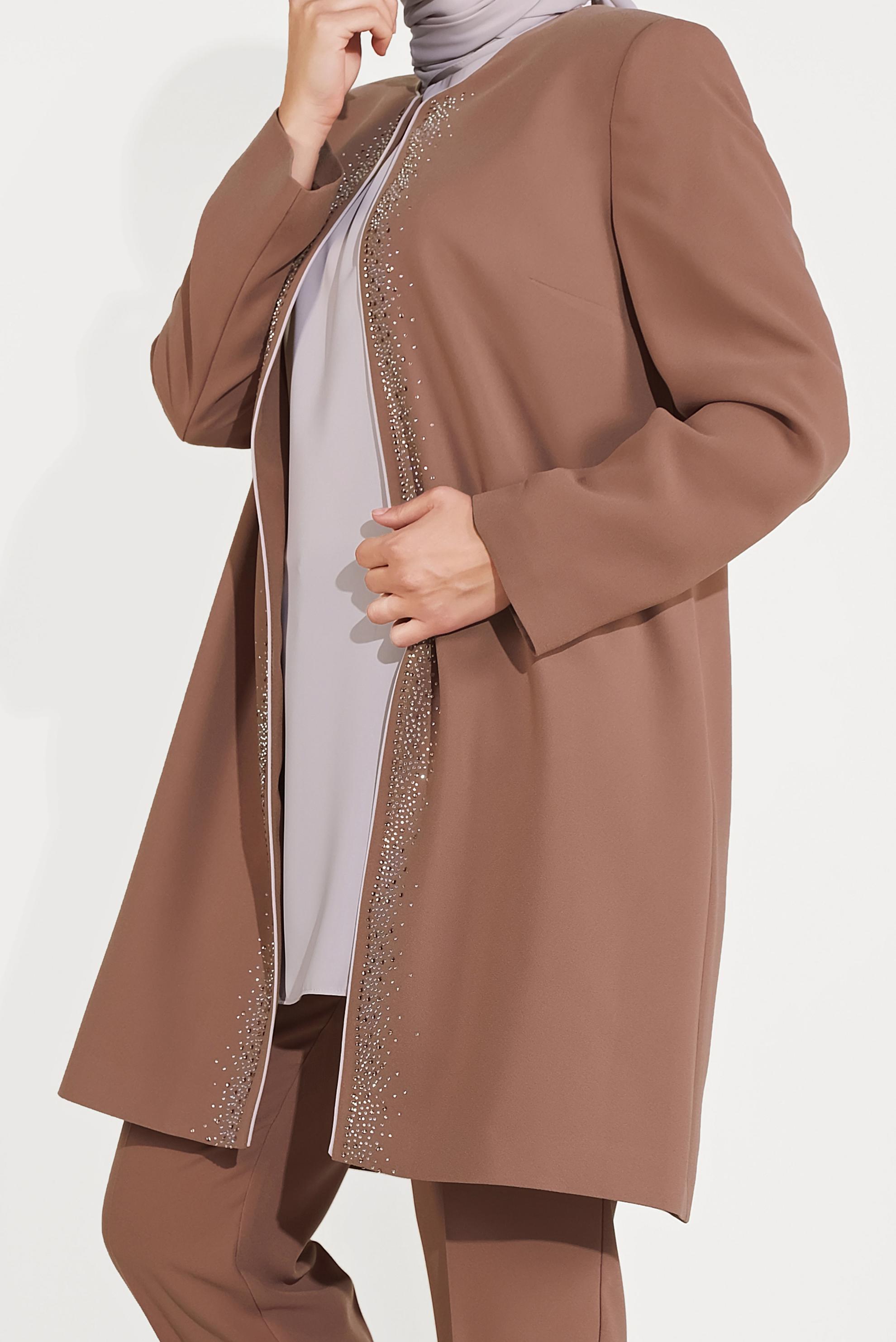 Hijab clothing BROWN 30022 CİNO CREP 3&prime;LÜ PANT.TAKIM 44/50 TEK46